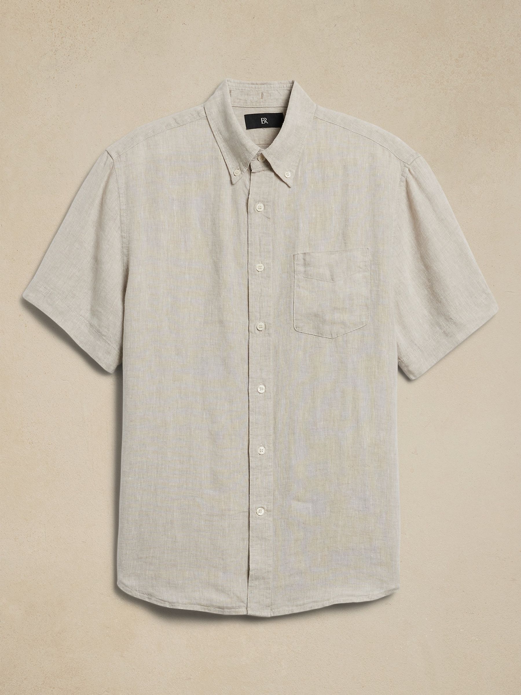 Banana Republic Natural Castelletto Linen Short Sleeve Shirt - Image 4 of 4