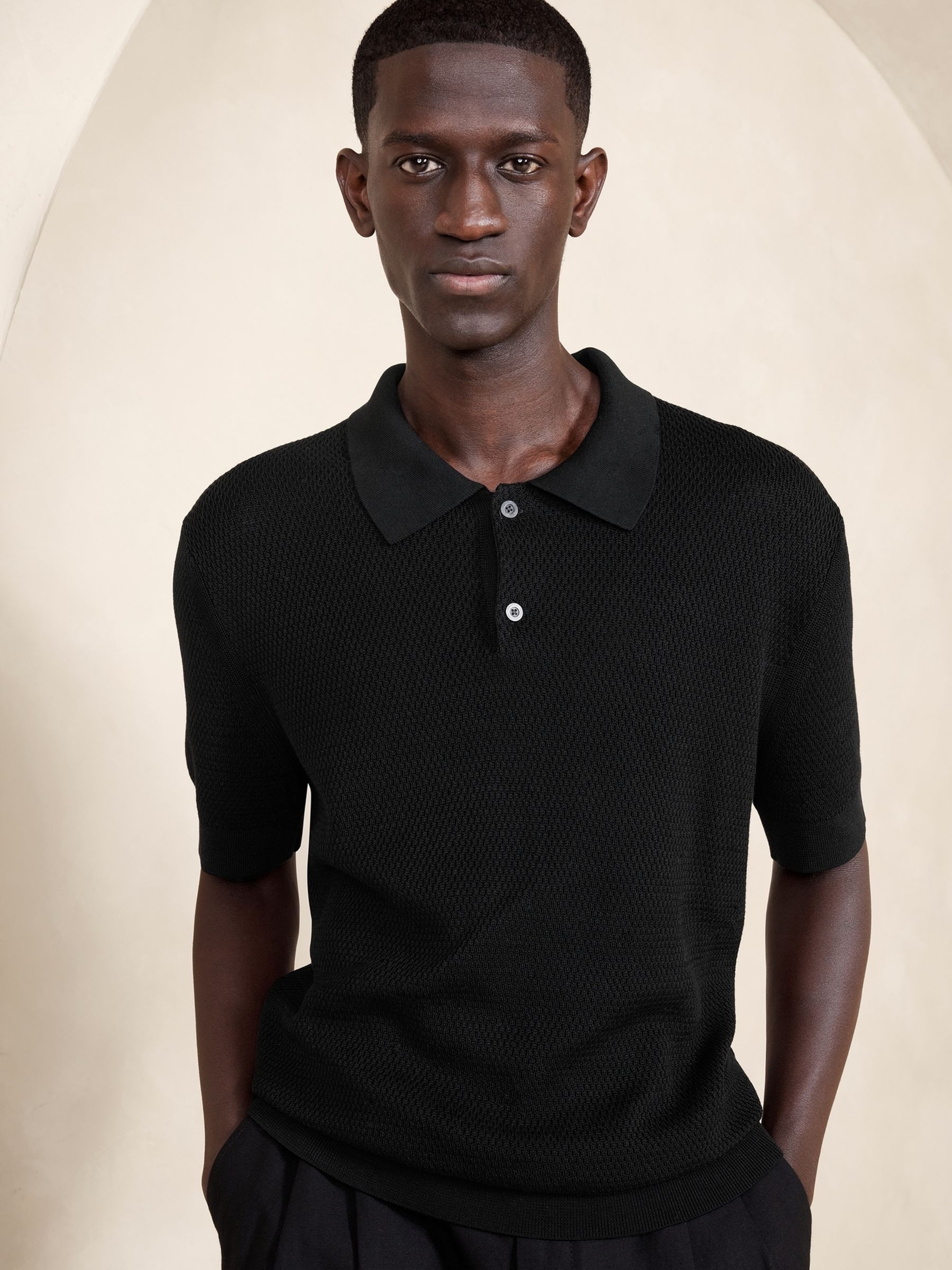 Banana Republic Black Point Sur Cotton Short Sleeve Polo Shirt - Image 1 of 1