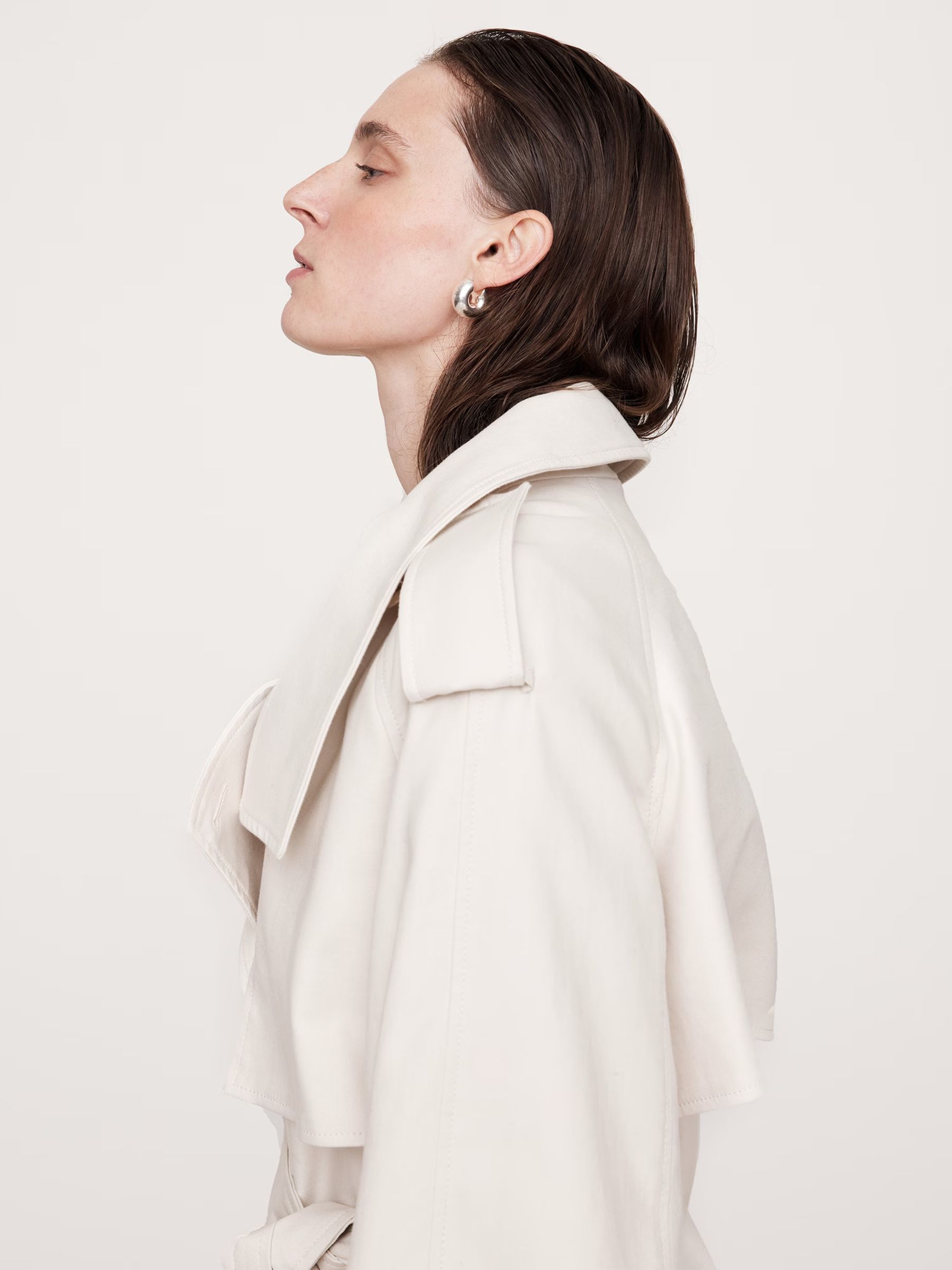 Banana Republic Grey Sabbia Oversized Italian Twill Trench Coat - Image 4 of 7