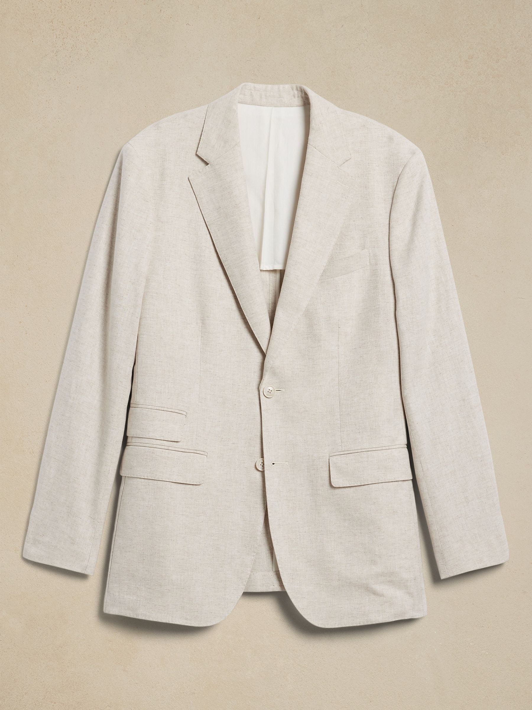 Banana Republic Cream Arroyo Cotton-Linen Suit Jacket - Image 4 of 4