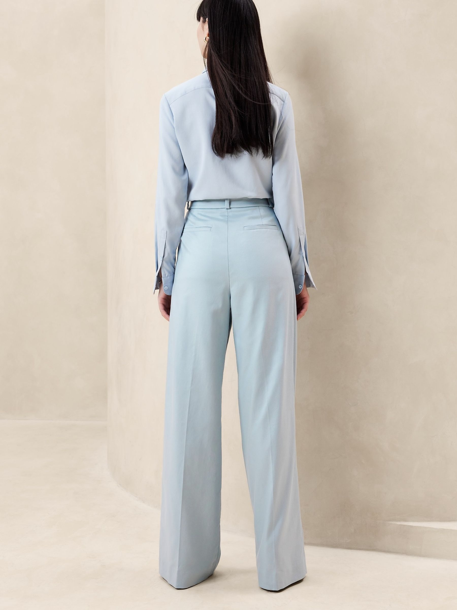 Banana Republic Blue Carmel Pleated Wide-Leg Trousers - Image 2 of 4