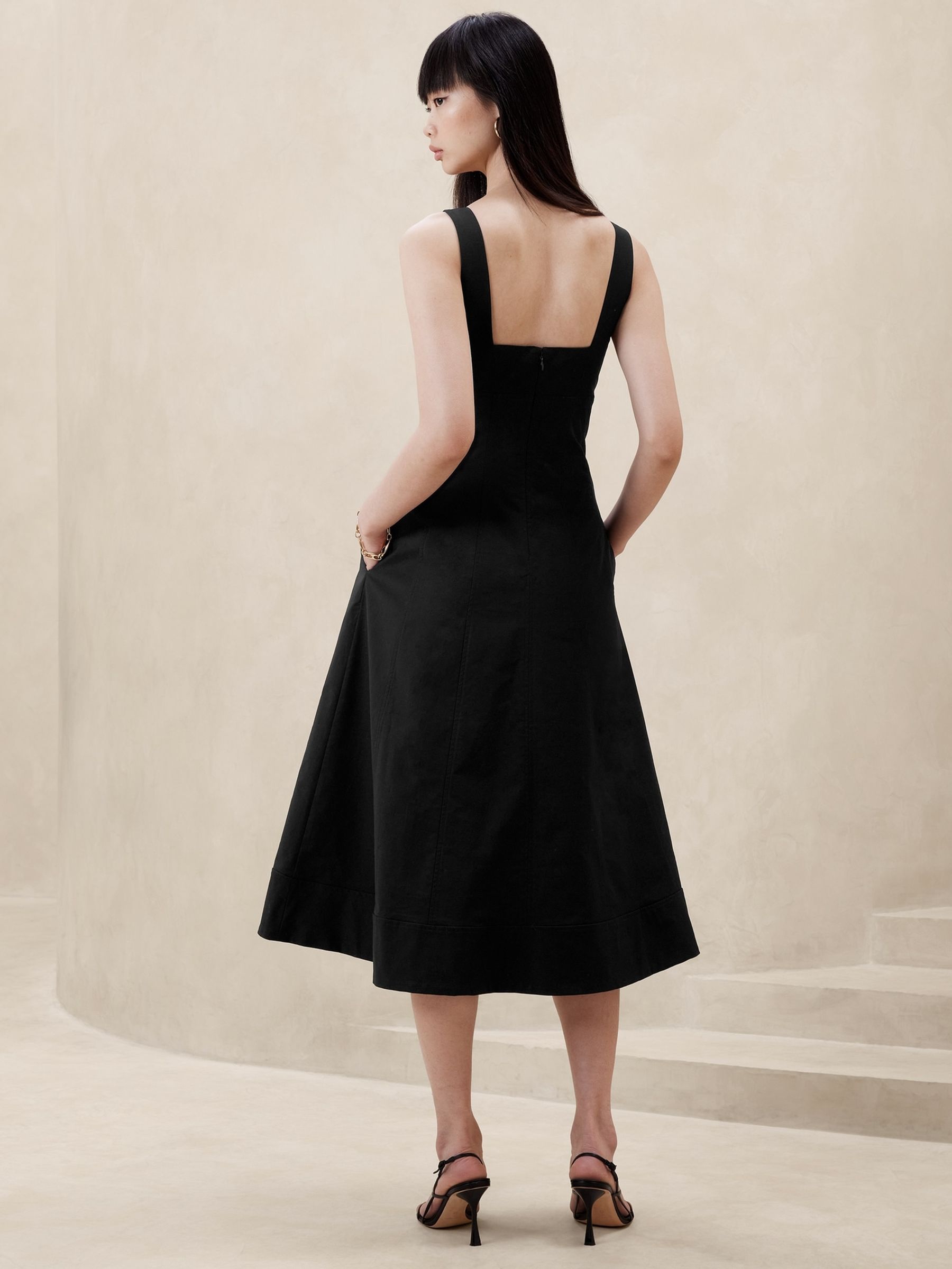 Banana Republic Black Natalia Square Neck Midi Dress - Image 2 of 2