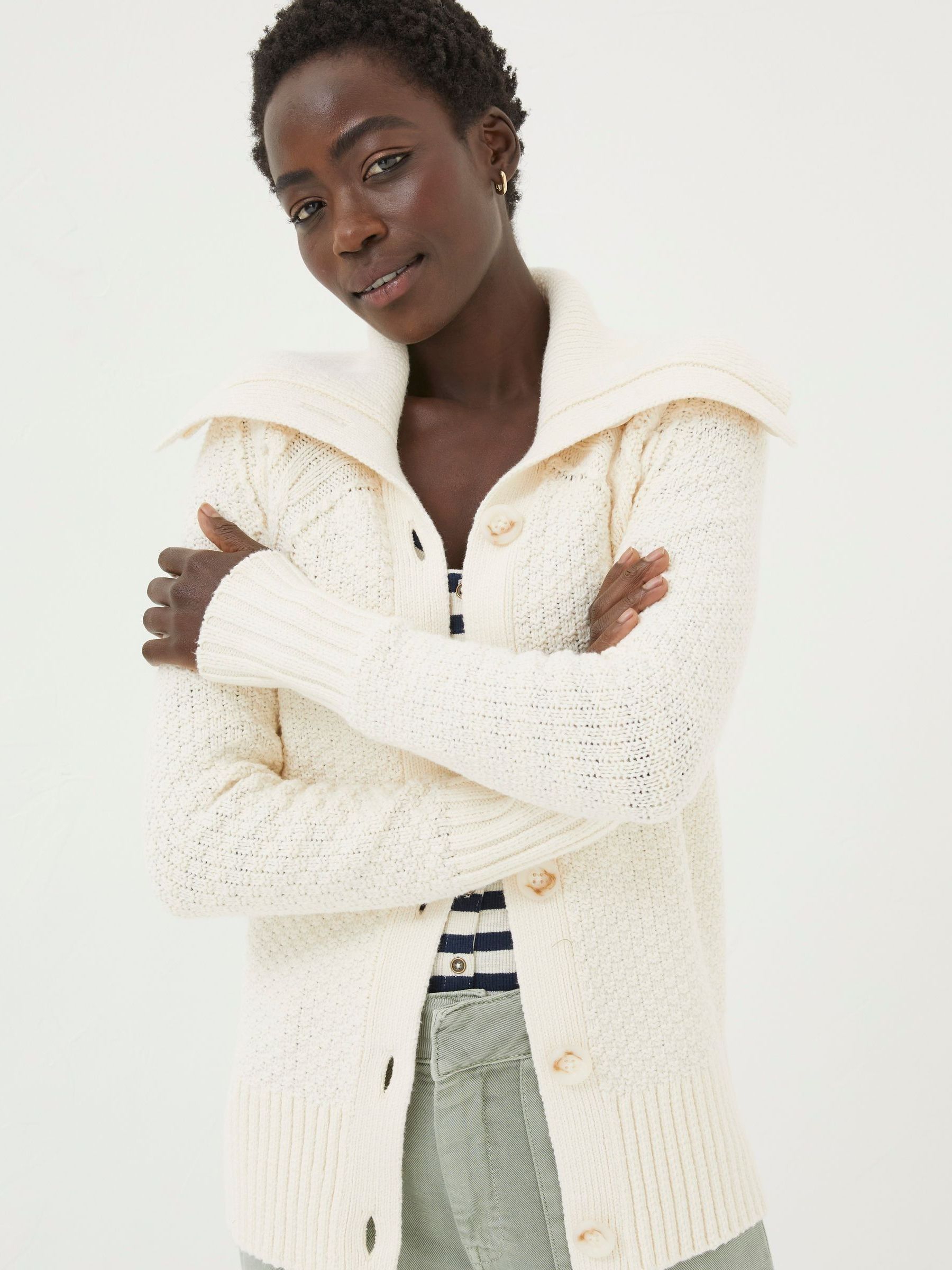 Raya Natural Collared Cardigan - Image 1 of 5