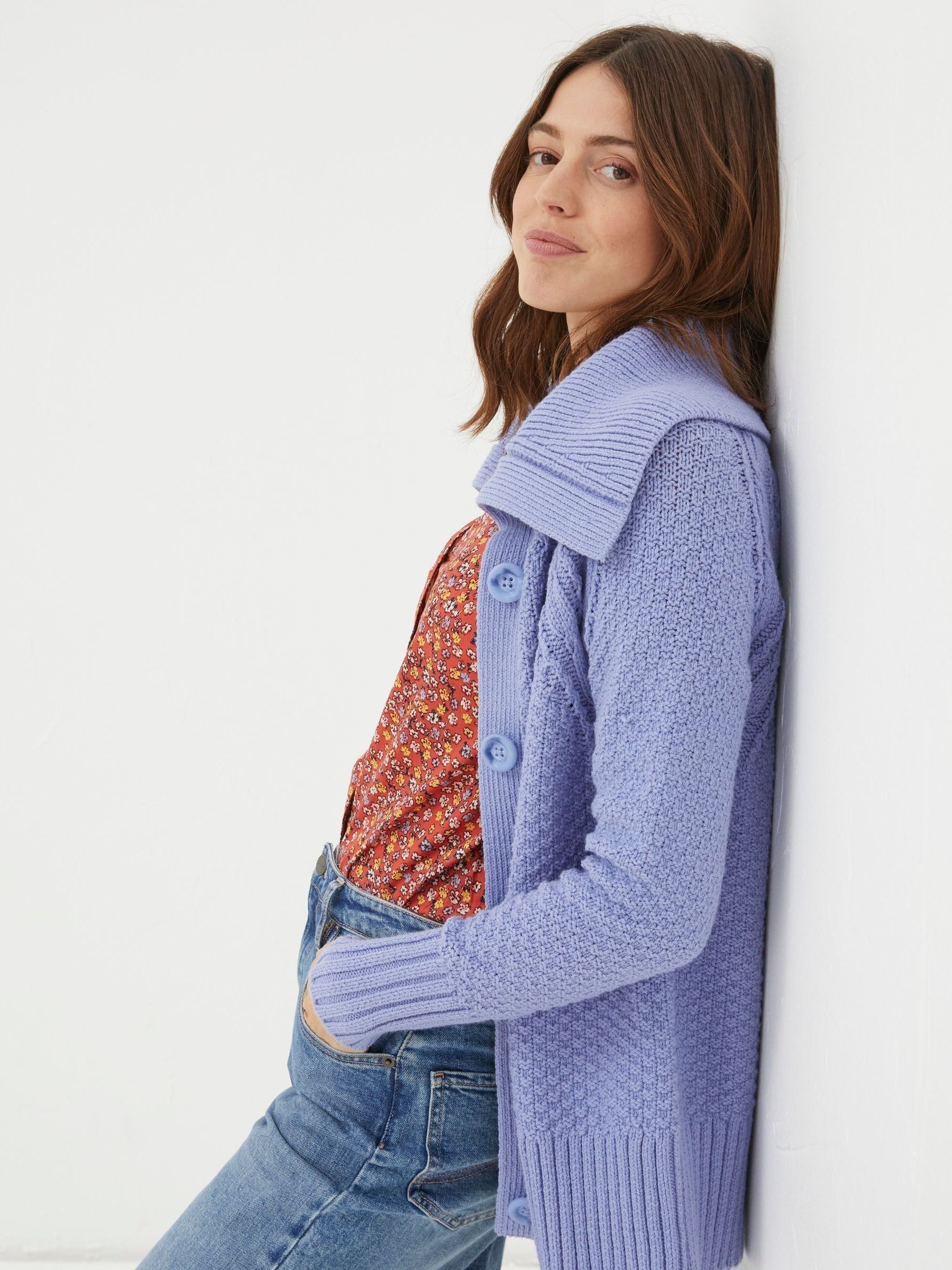 Blue Raya Collared Cardigan - Image 1 of 5