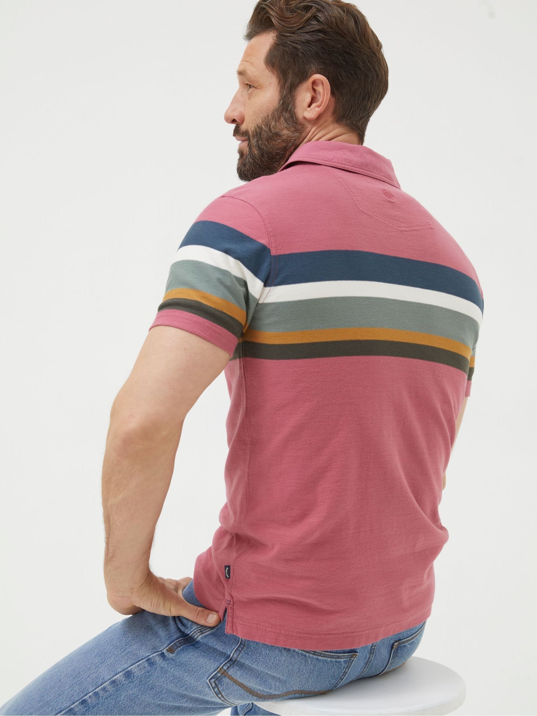 Pink Perranporth Chest Stripe Polo Shirt - Image 3 of 5