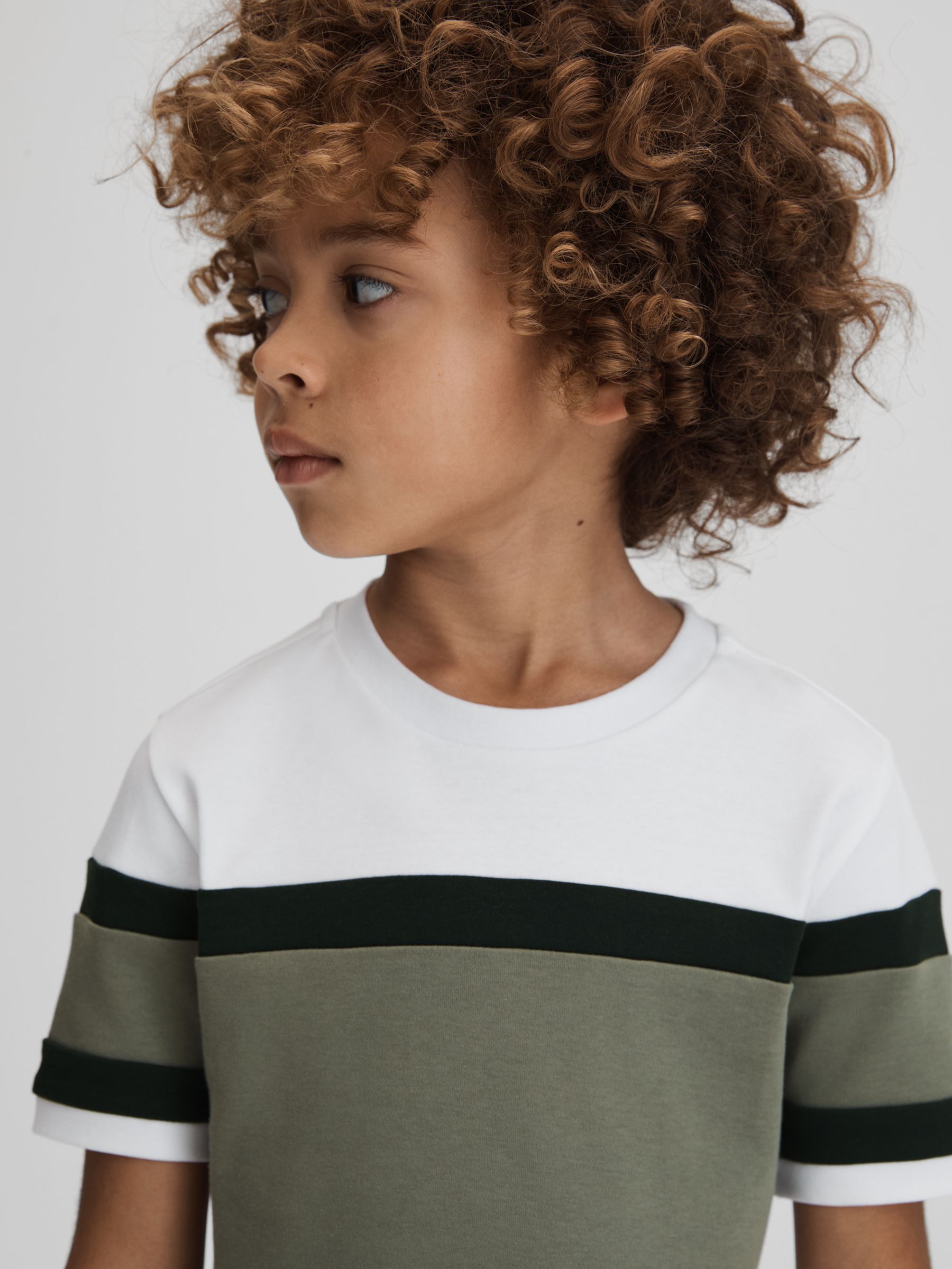 9-13 yrs Cotton Colourblock Crew Neck T-Shirt in Green - Image 4 of 6