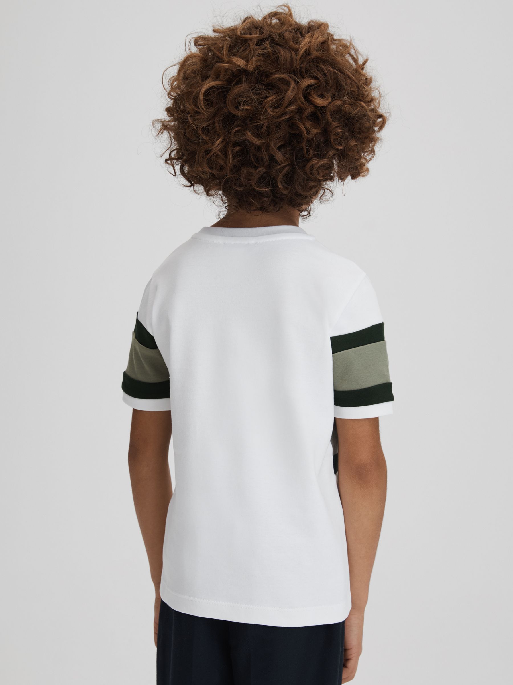 9-13 yrs Cotton Colourblock Crew Neck T-Shirt in Green - Image 5 of 6