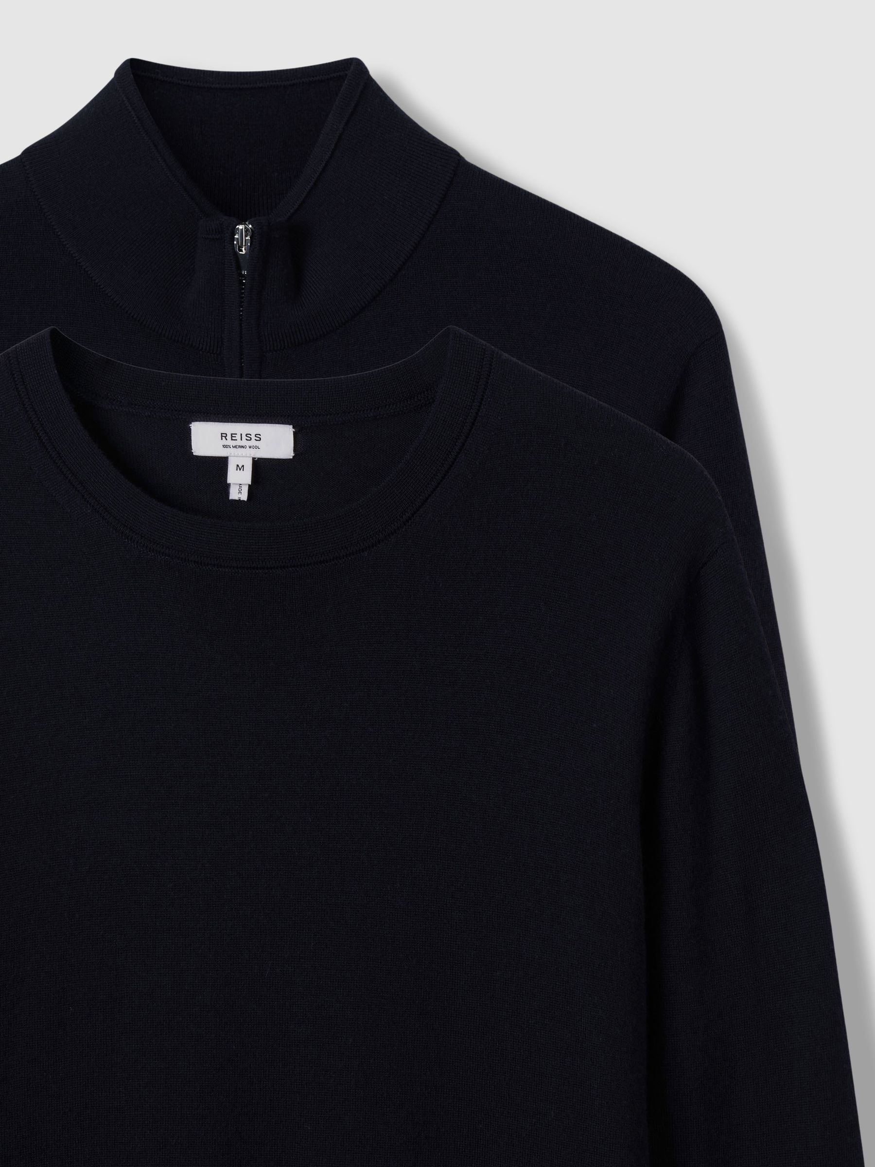 Pack of Two Merino Wool Jumpers in Navy - Image 8 of 8