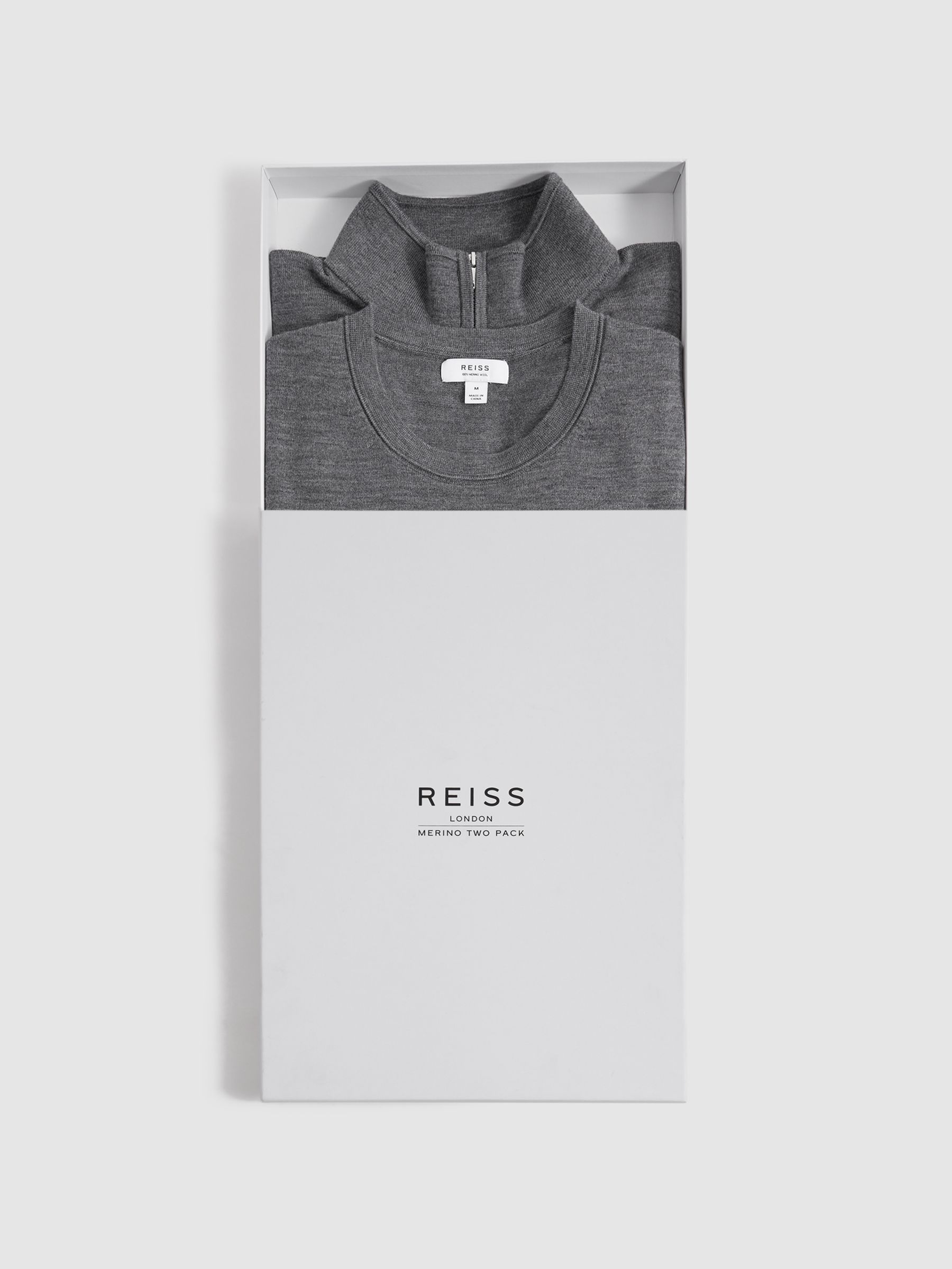 Pack of Two Merino Wool Jumpers in Mid Grey - Image 1 of 5