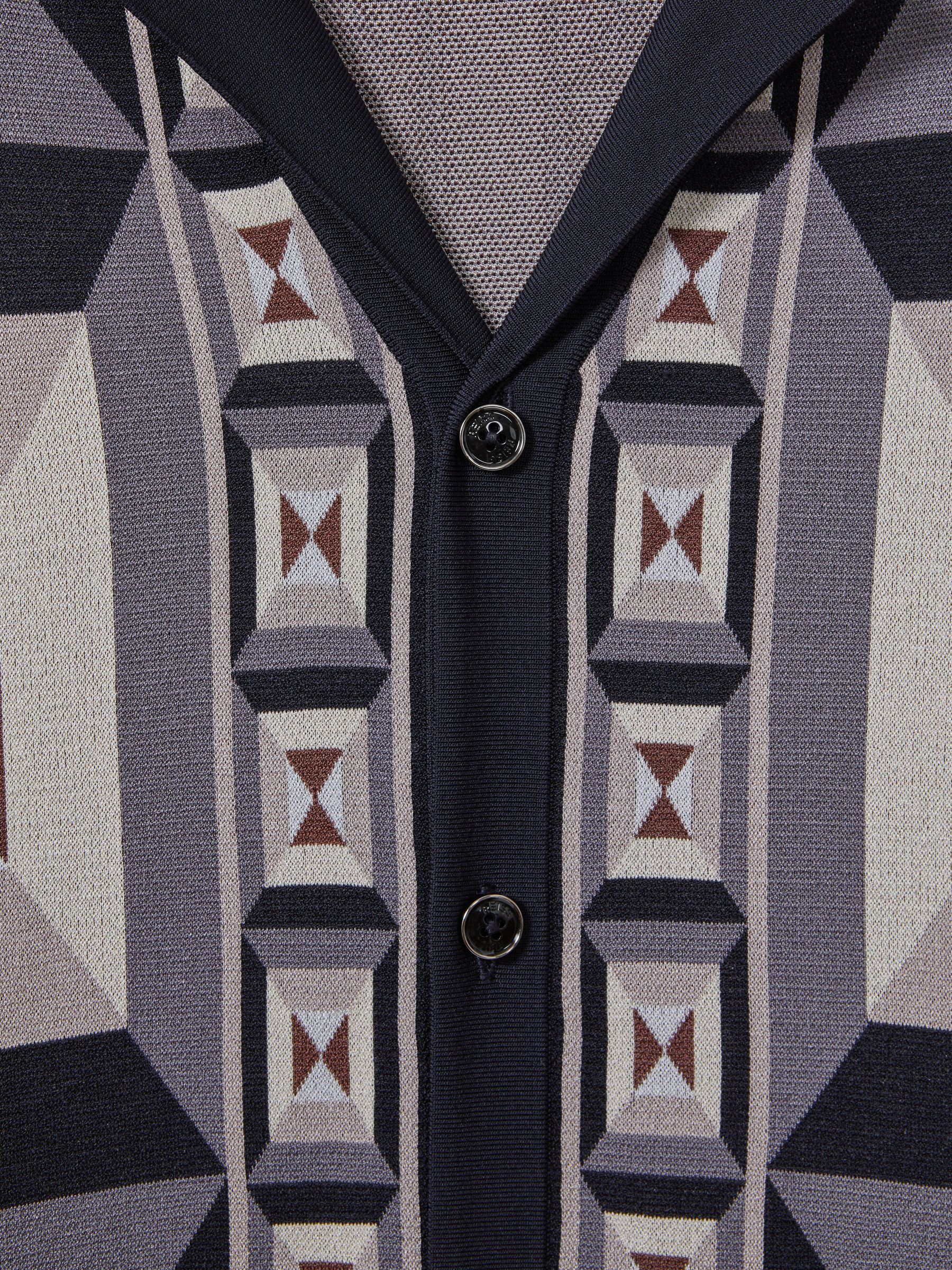 Knitted Cuban Collar Shirt in Blue Multi - Image 6 of 6