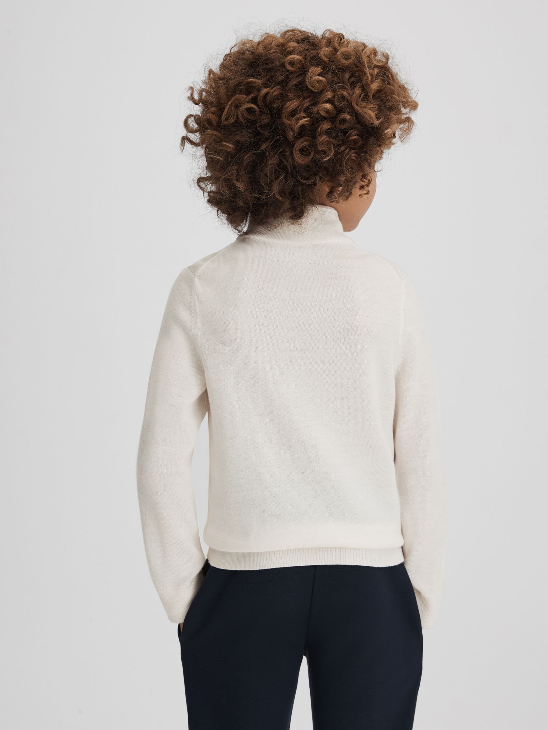 3-9 yrs Wool Half-Zip Funnel Neck Jumper in Snow - Image 5 of 6
