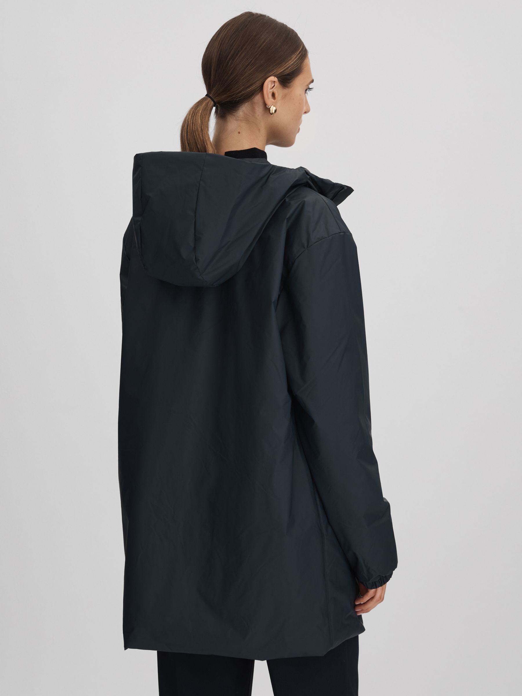 Rains Waterproof Long Jacket in Navy - Image 4 of 10