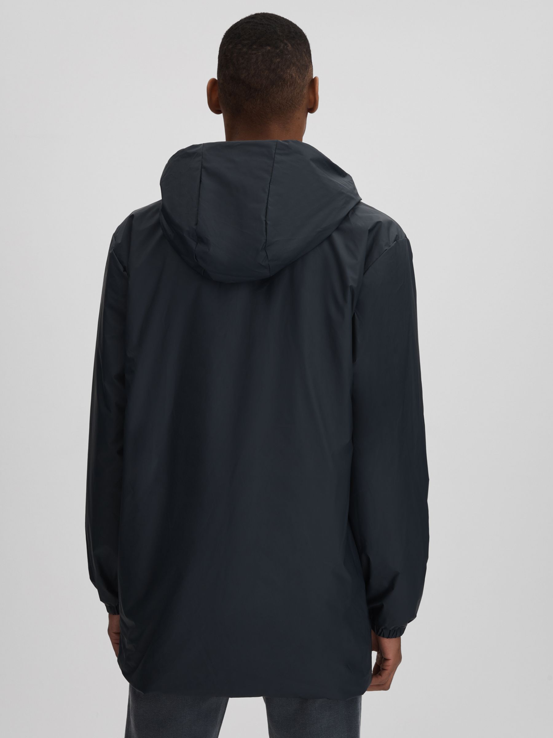 Rains Waterproof Long Jacket in Navy - Image 8 of 10