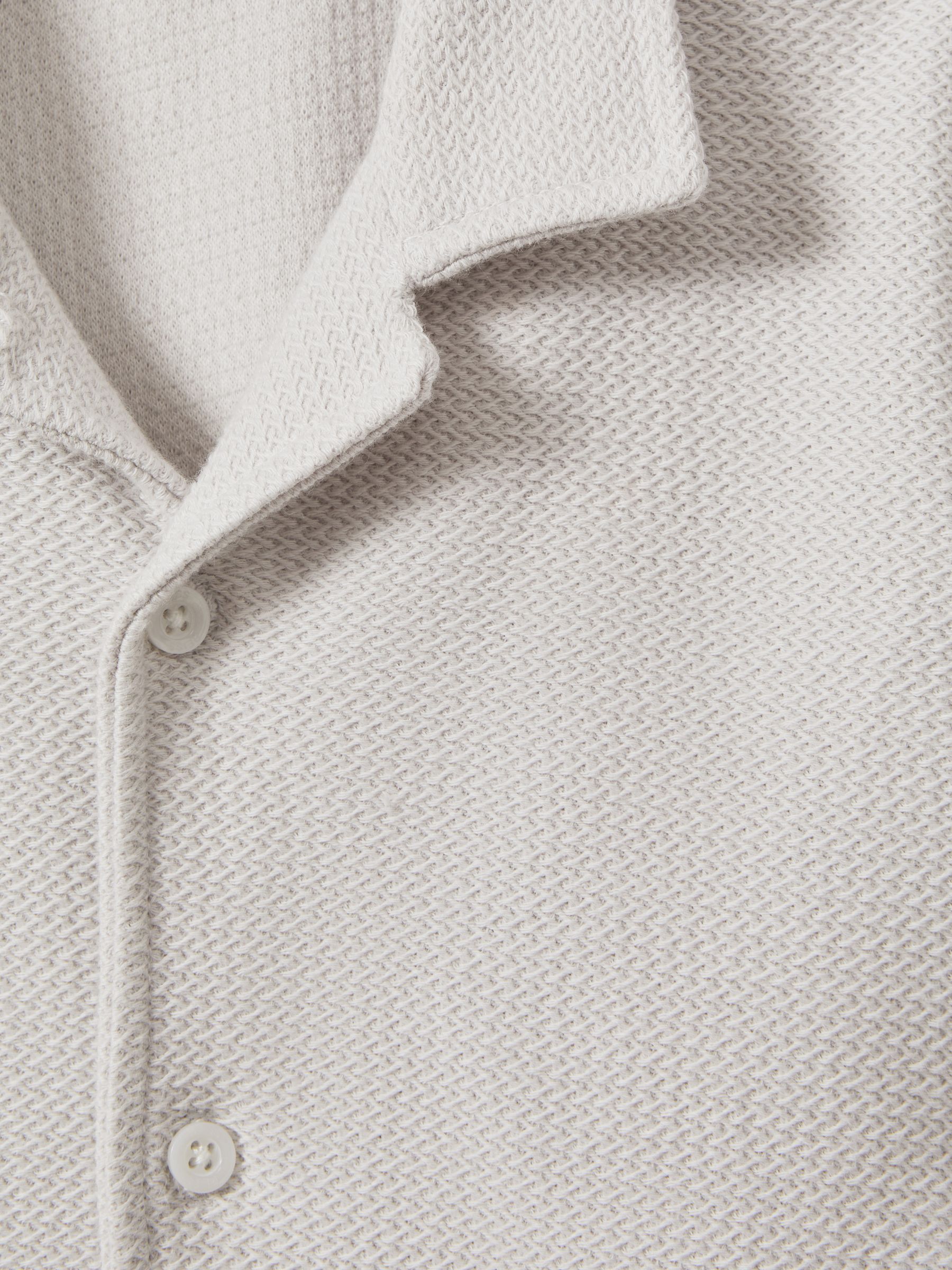 Senior Textured Cotton Cuban Collar Shirt in Silver - Image 4 of 4