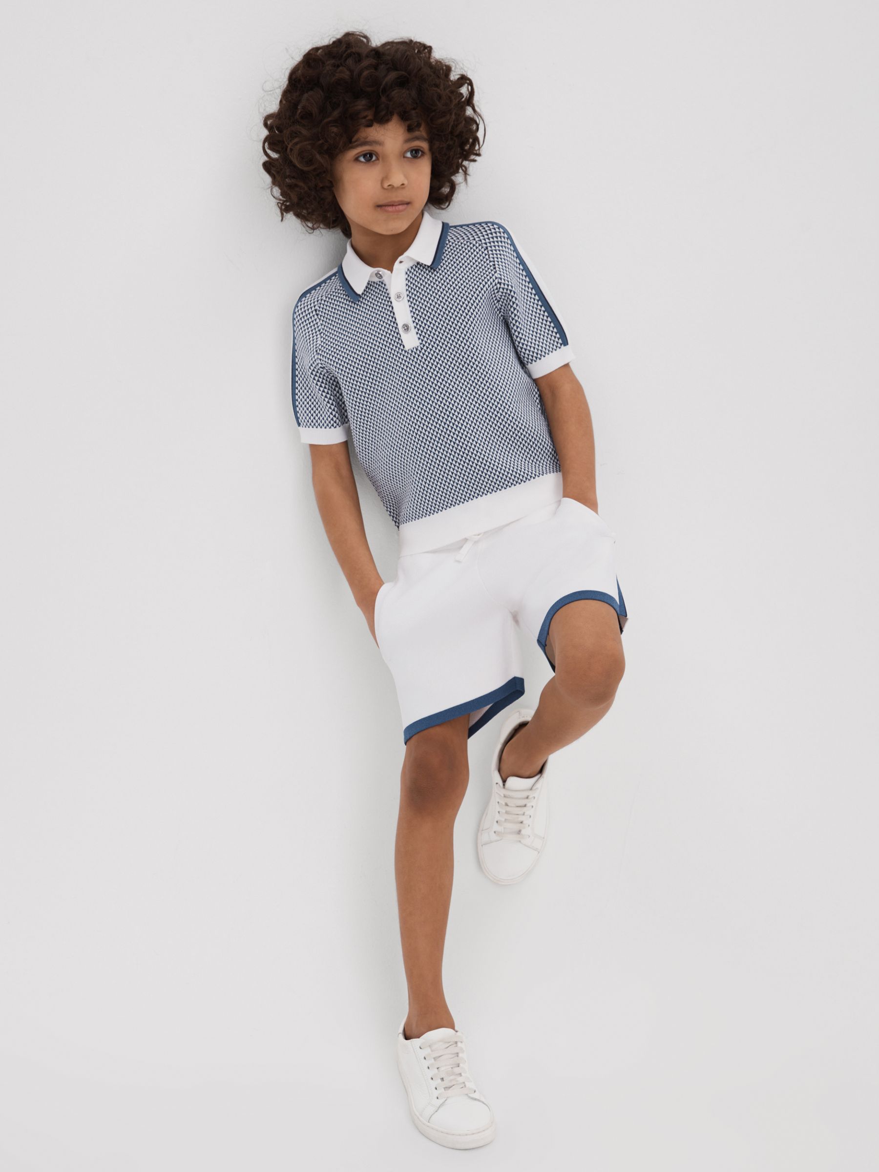 3-9 yrs Knitted Drawstring Shorts in White - Image 1 of 4