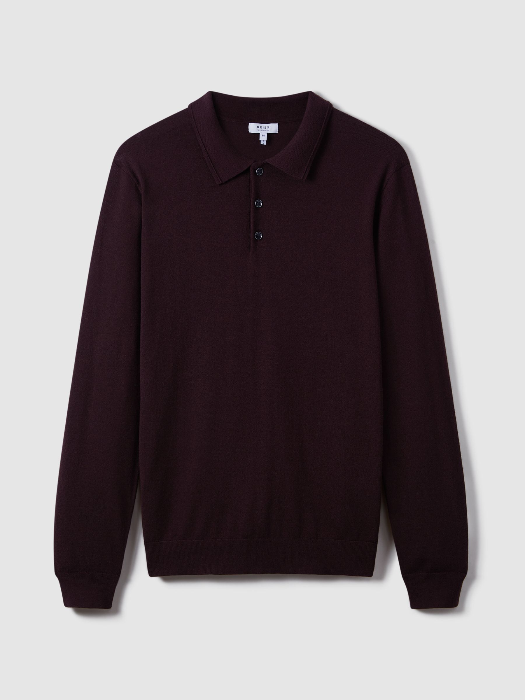 Trafford Bordeaux Merino Wool Polo Shirt - Image 2 of 7