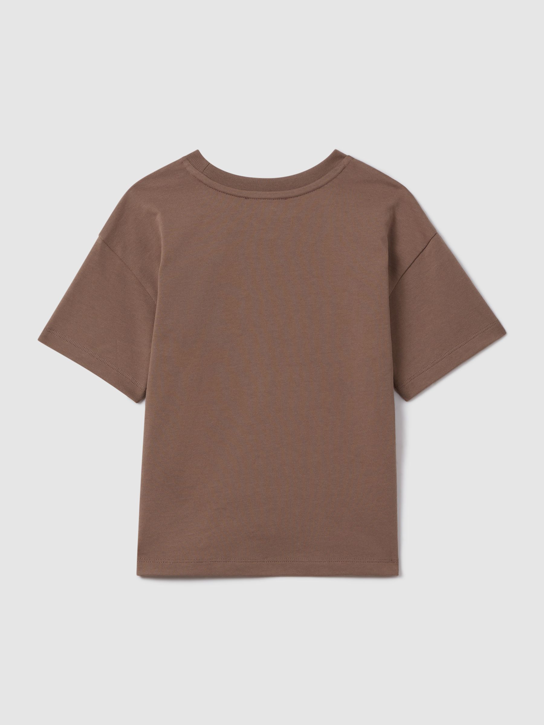 Senior Oversized Cotton Crew Neck T-Shirt in Mocha - Image 2 of 3 Senior Oversized Cotton Crew Neck T-Shirt in Mocha - Image 2 of 3