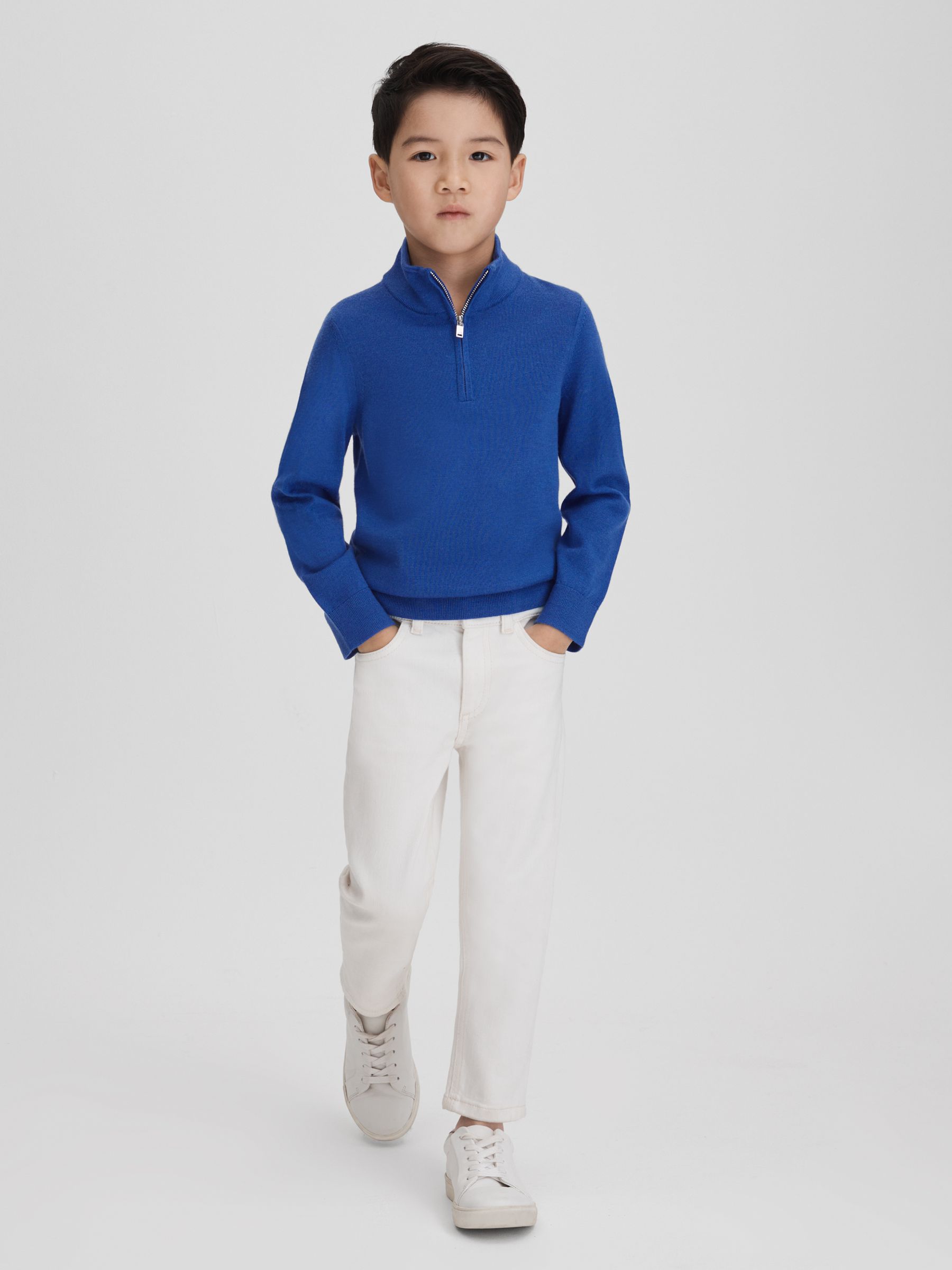3-9 yrs Wool Half-Zip Funnel Neck Jumper in Lapis Blue - Image 1 of 6