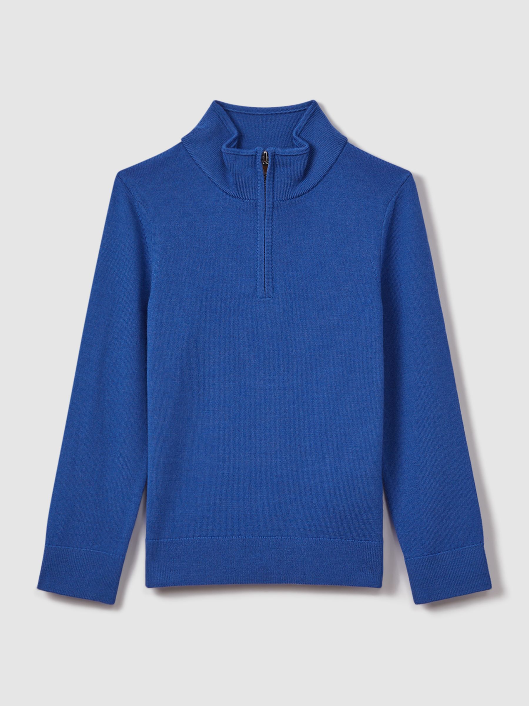 3-9 yrs Wool Half-Zip Funnel Neck Jumper in Lapis Blue - Image 2 of 6