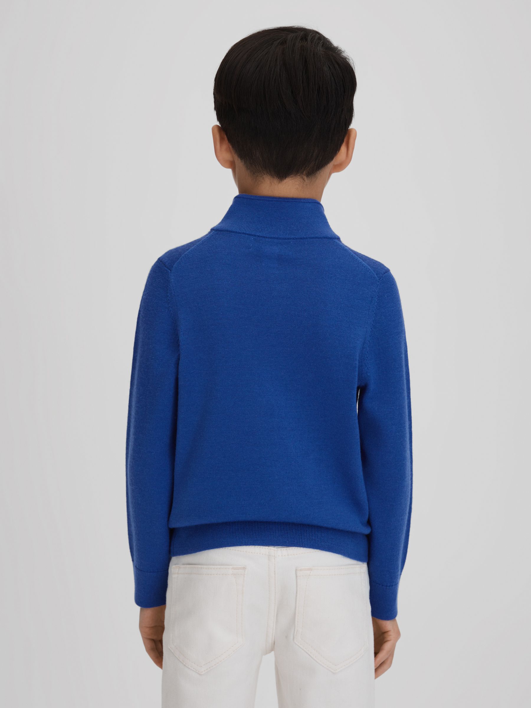 3-9 yrs Wool Half-Zip Funnel Neck Jumper in Lapis Blue - Image 5 of 6
