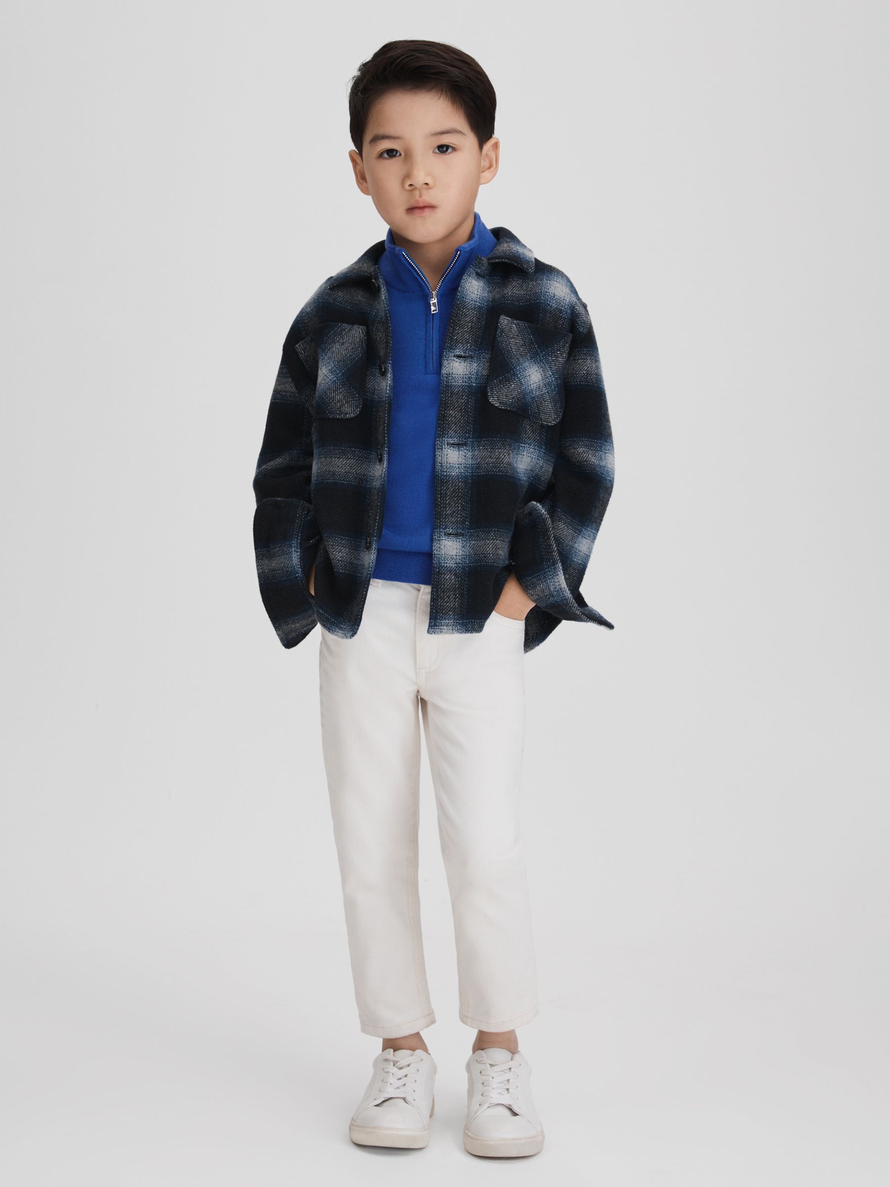 3-9 yrs Wool Half-Zip Funnel Neck Jumper in Lapis Blue - Image 6 of 6