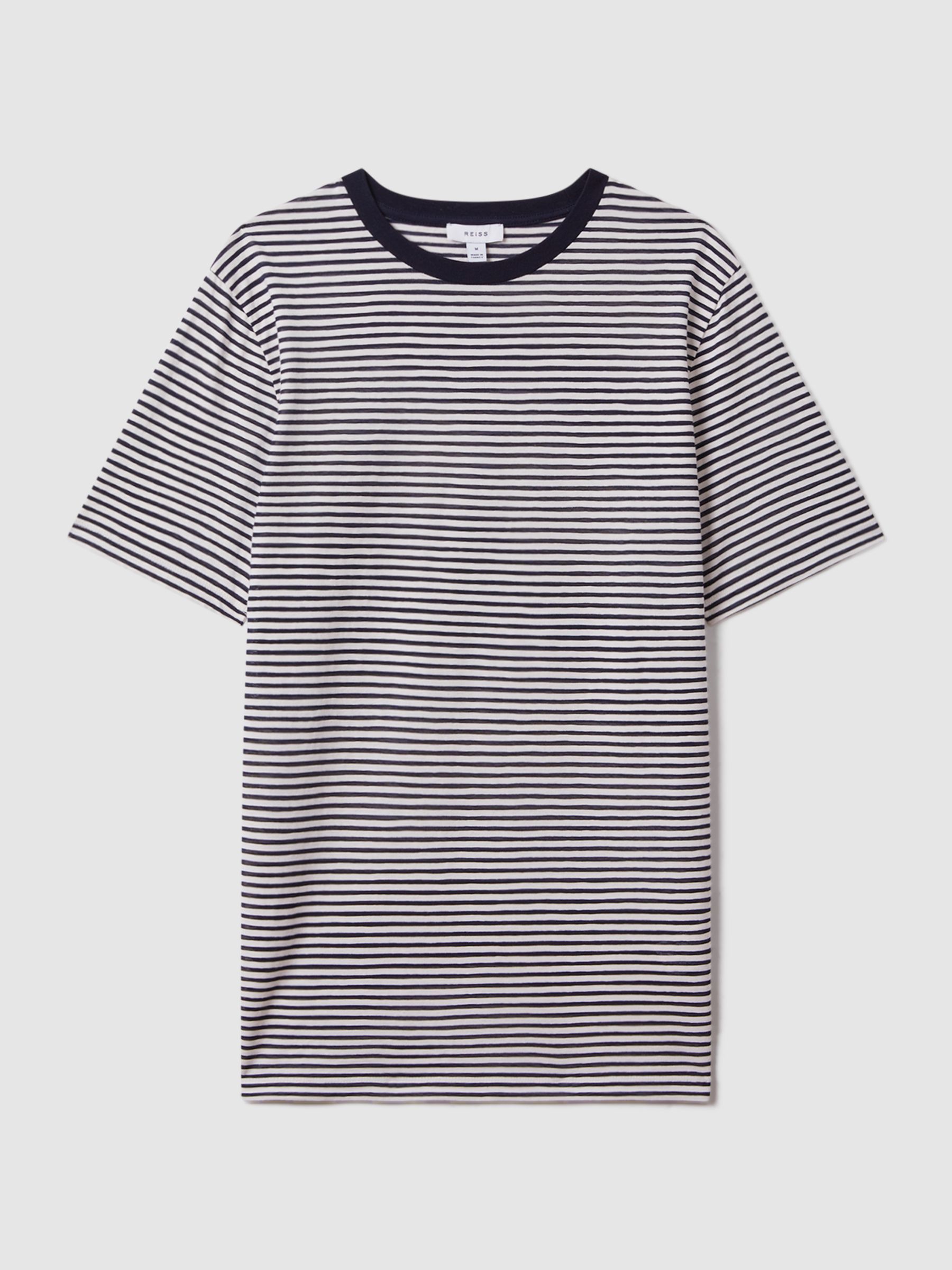 Striped Crew Neck T-Shirt in Navy/White - Image 2 of 6