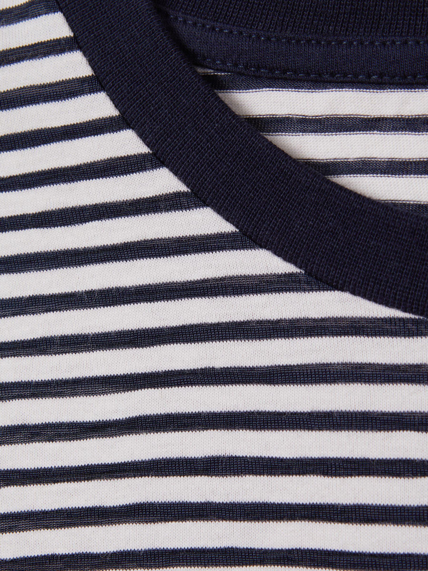 Striped Crew Neck T-Shirt in Navy/White - Image 6 of 6