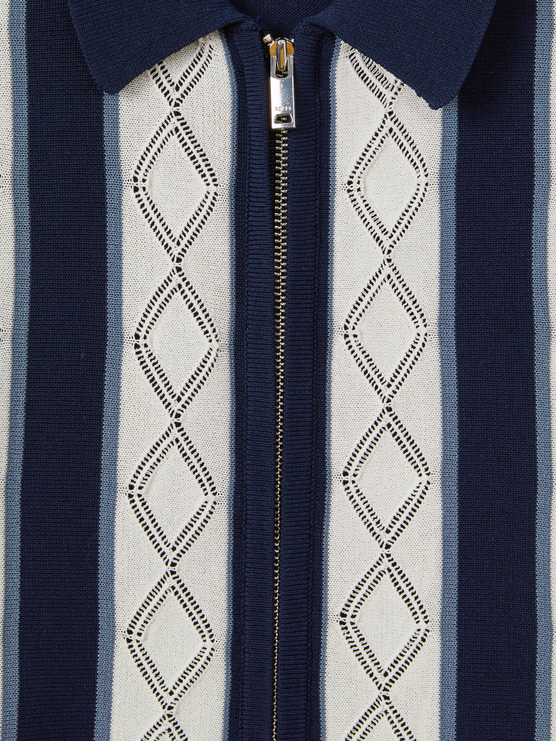 9-13 yrs Colourblock Zip-Through Shirt in Navy/White - Image 6 of 6
