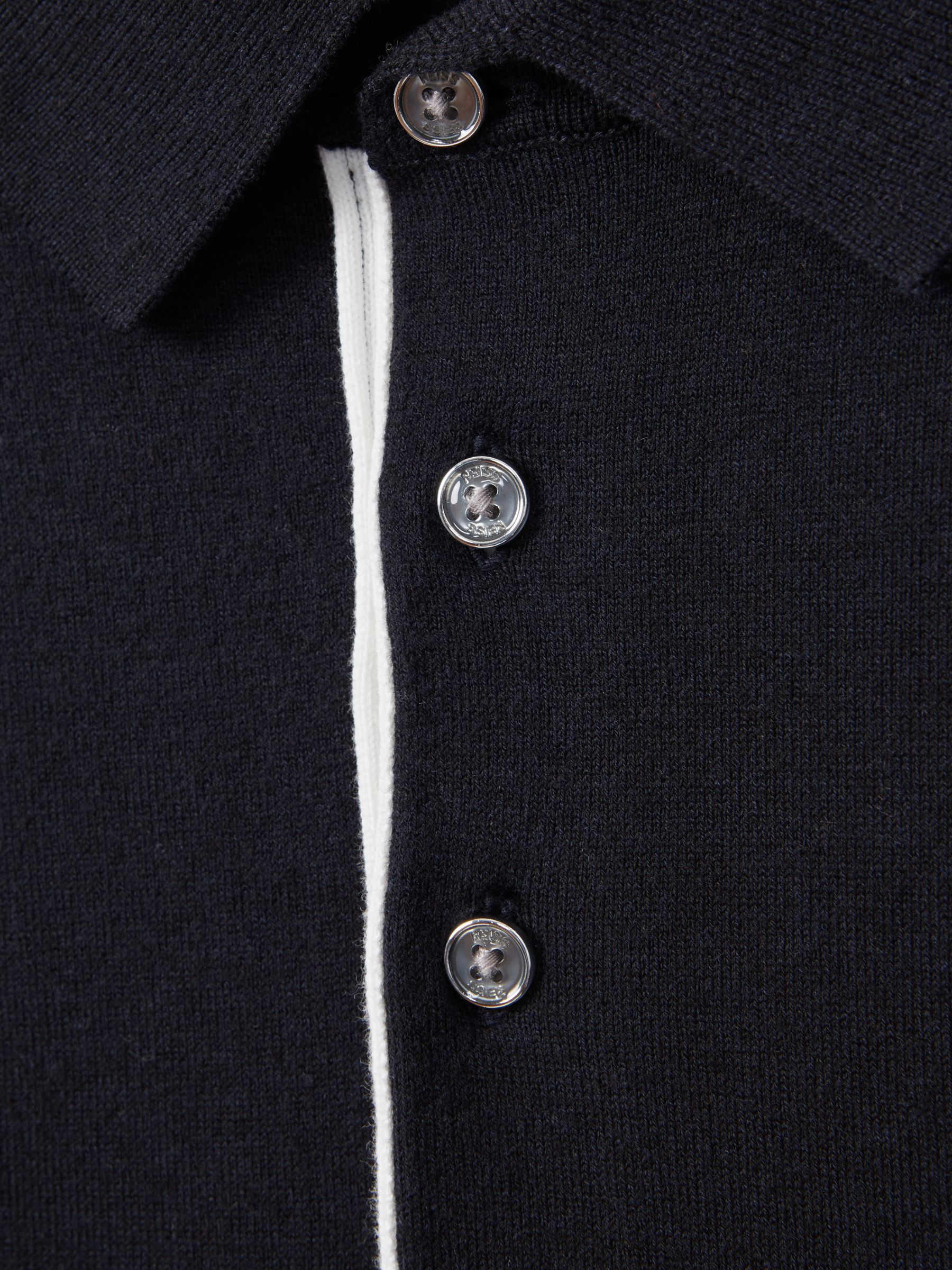 Cotton Blend Contrast Polo Shirt in Navy - Image 6 of 6