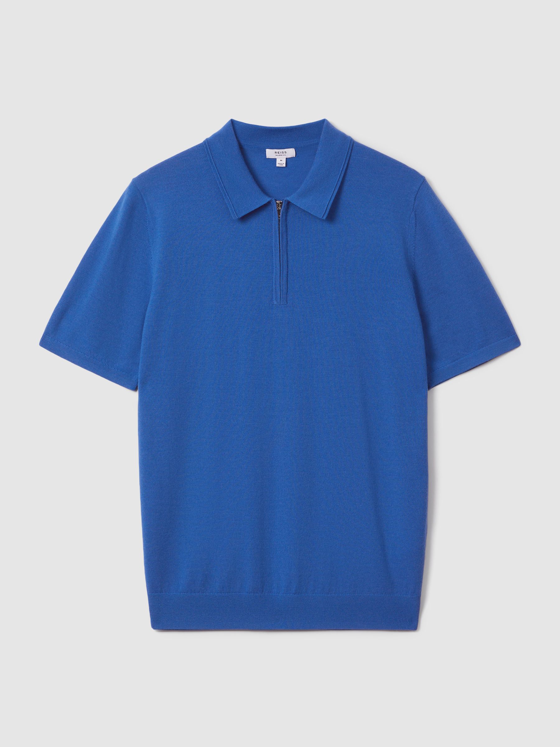 Maxwell Lapis Blue Merino Wool Half-Zip Polo Shirt - Image 2 of 6
