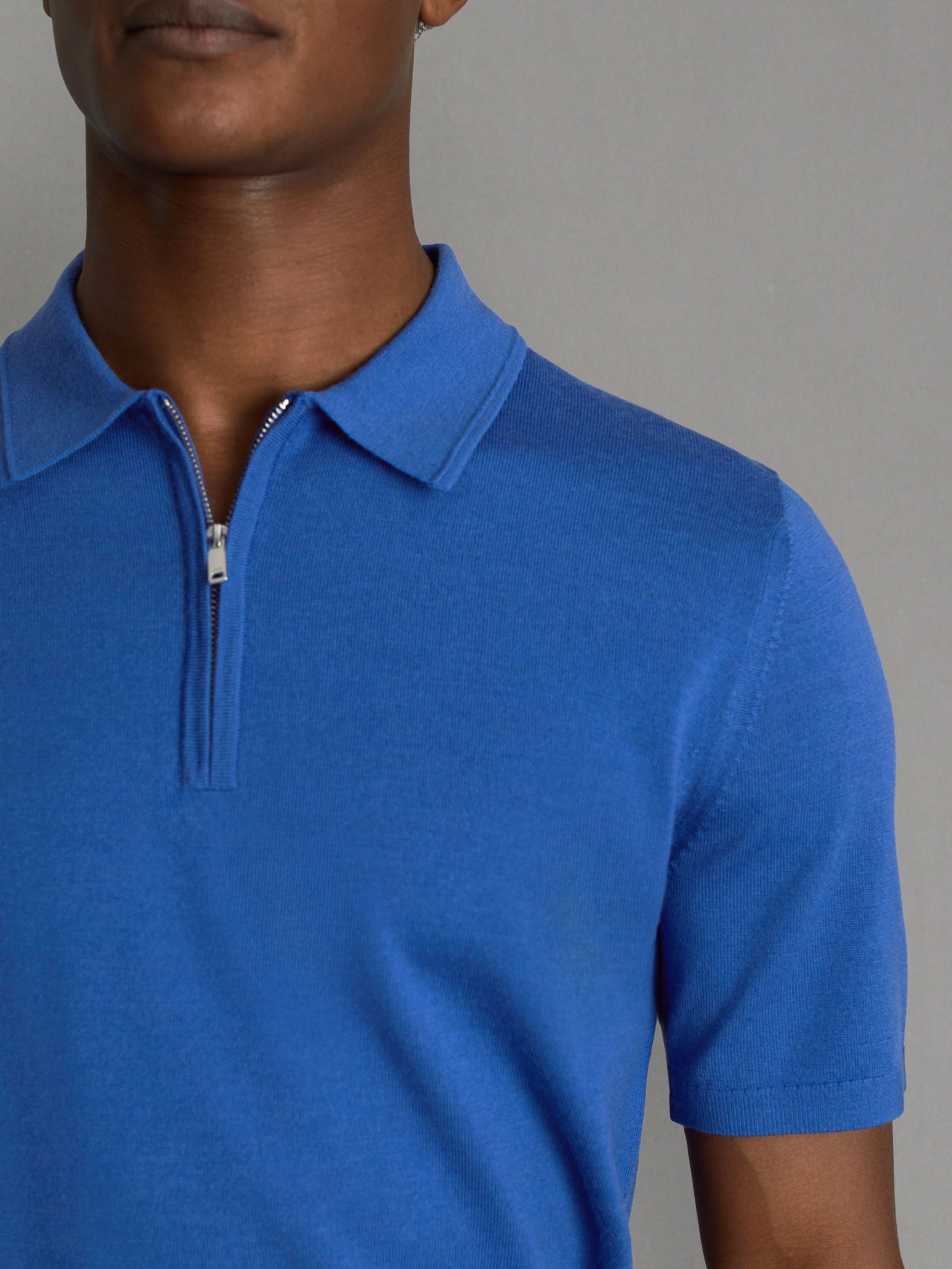 Maxwell Lapis Blue Merino Wool Half-Zip Polo Shirt - Image 4 of 6