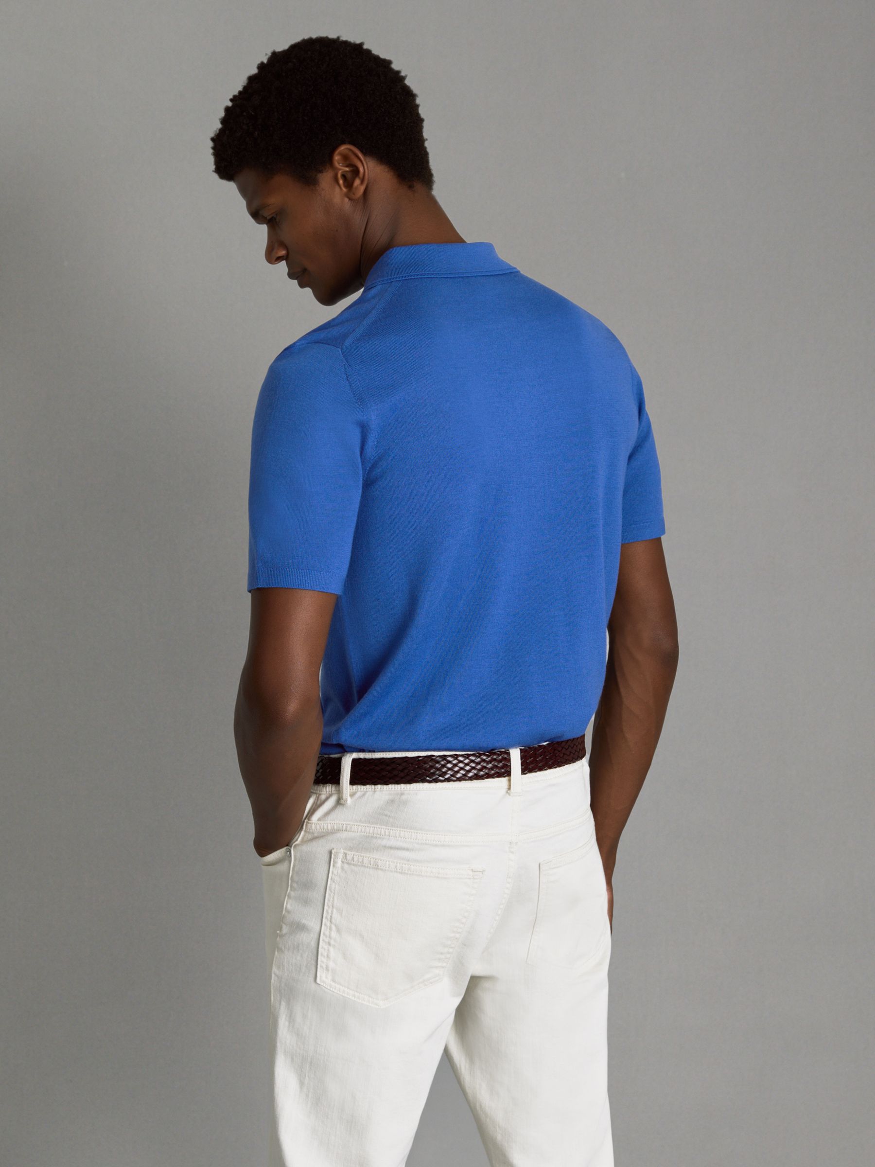 Maxwell Lapis Blue Merino Wool Half-Zip Polo Shirt - Image 5 of 6