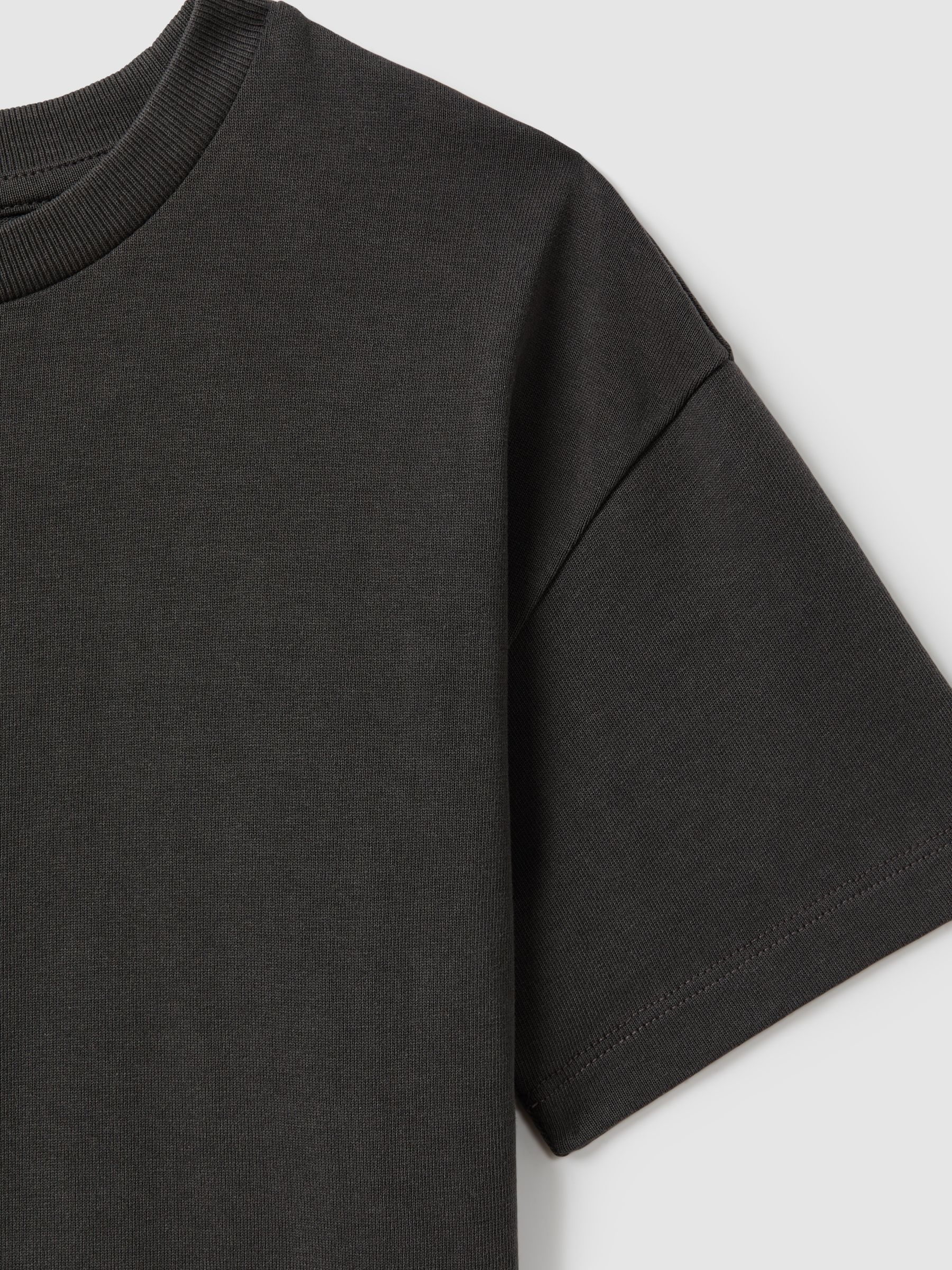3-9 yrs Oversized Cotton Crew Neck T-Shirt in Washed Black - Image 4 of 4