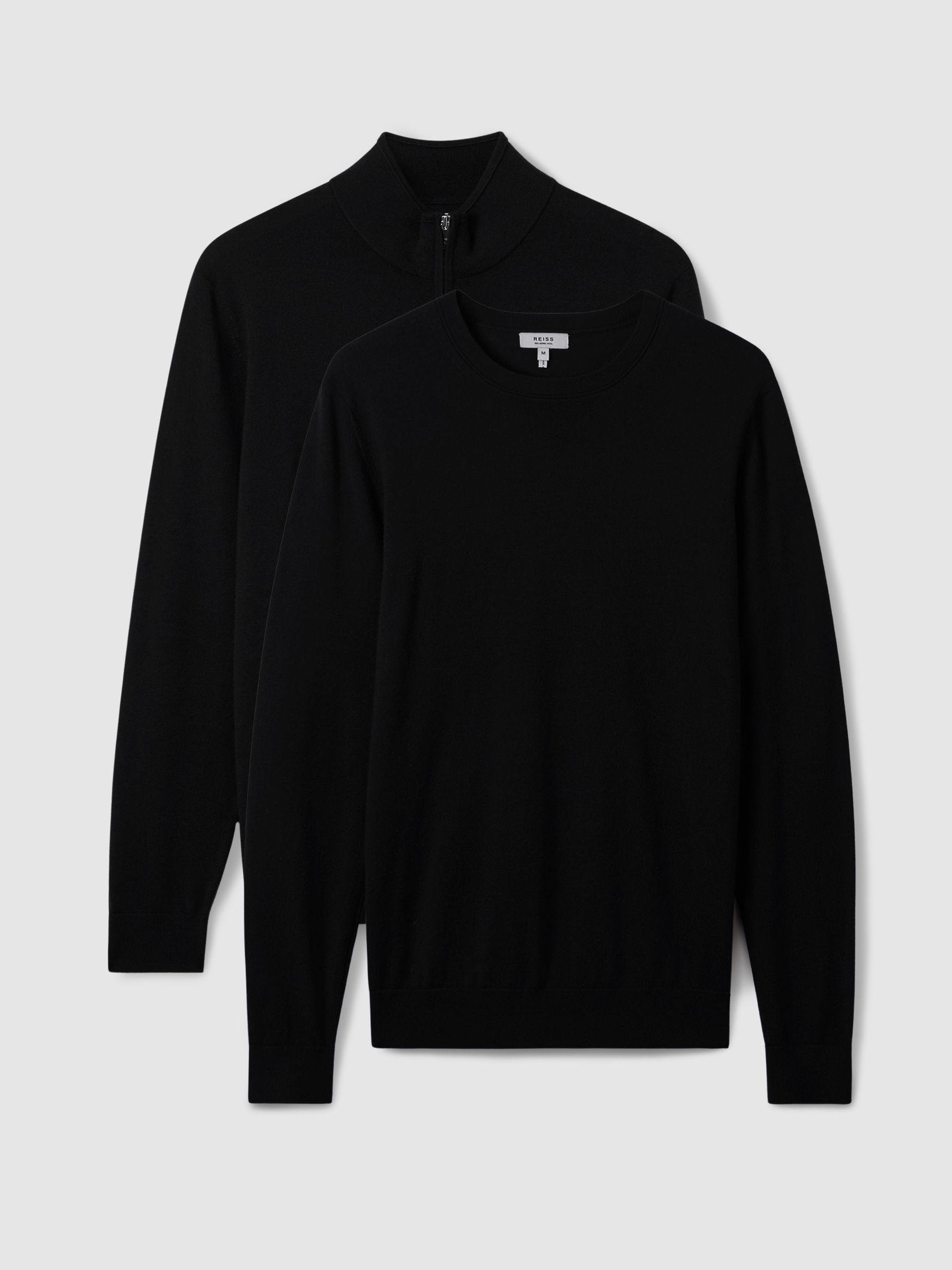 Pack of Two Merino Wool Jumpers in Black - Image 1 of 5