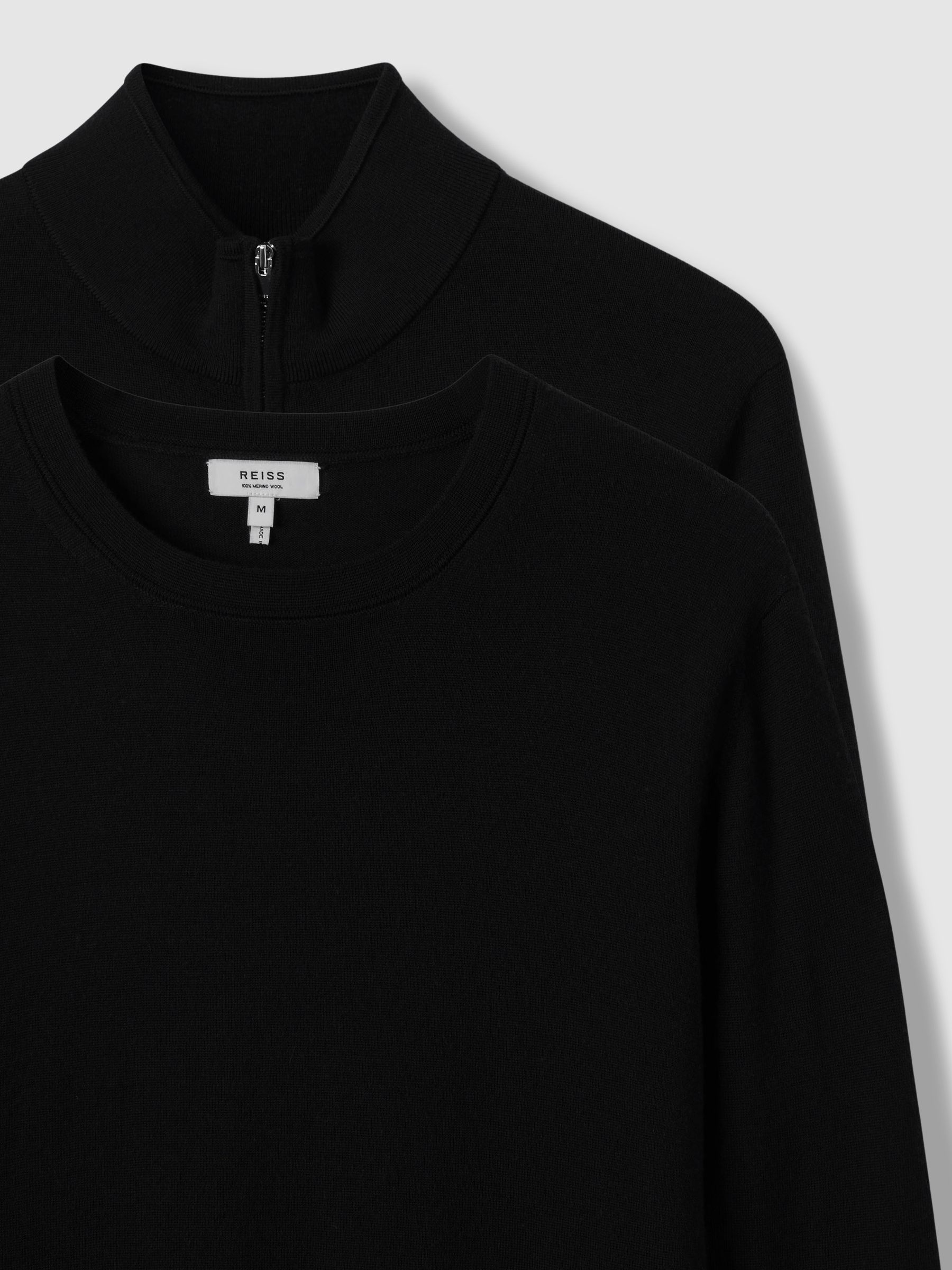 Pack of Two Merino Wool Jumpers in Black - Image 7 of 7