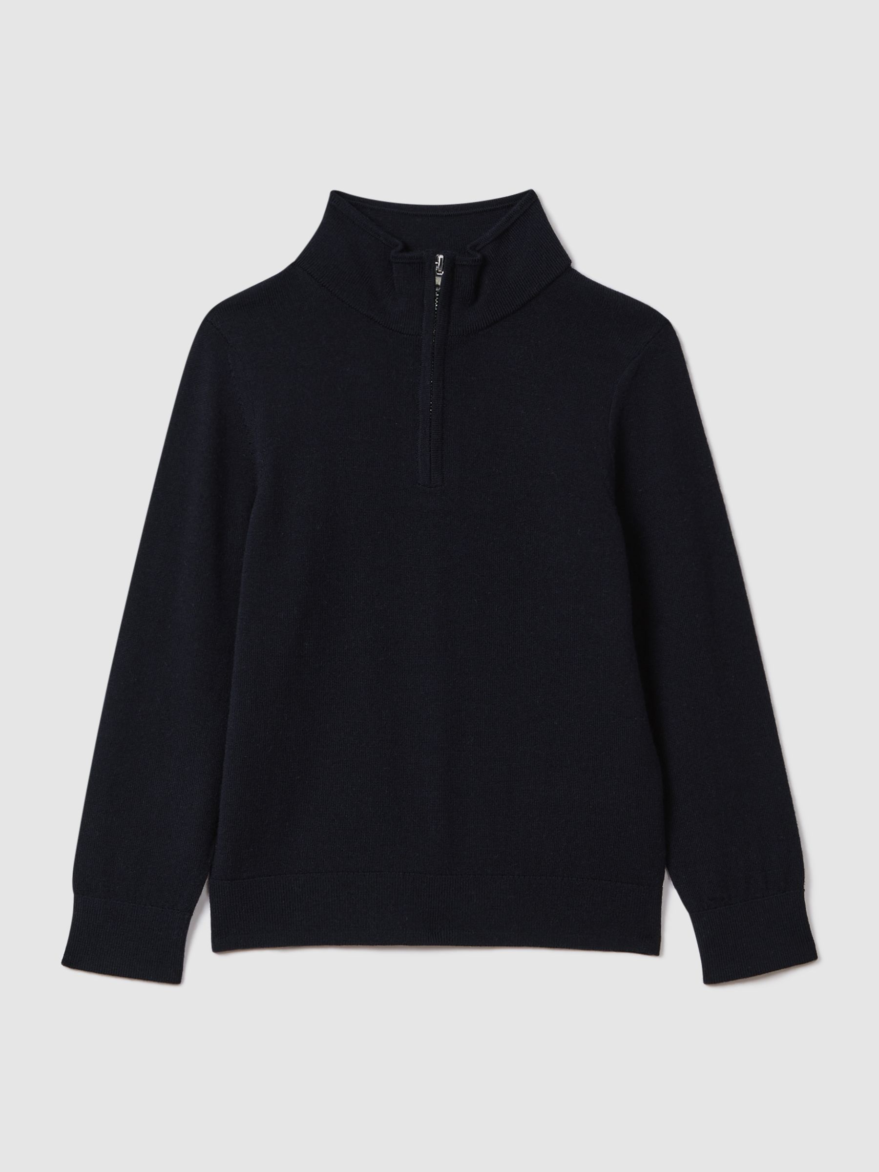 9-13 yrs Wool Half-Zip Funnel Neck Jumper in Navy - Image 2 of 4