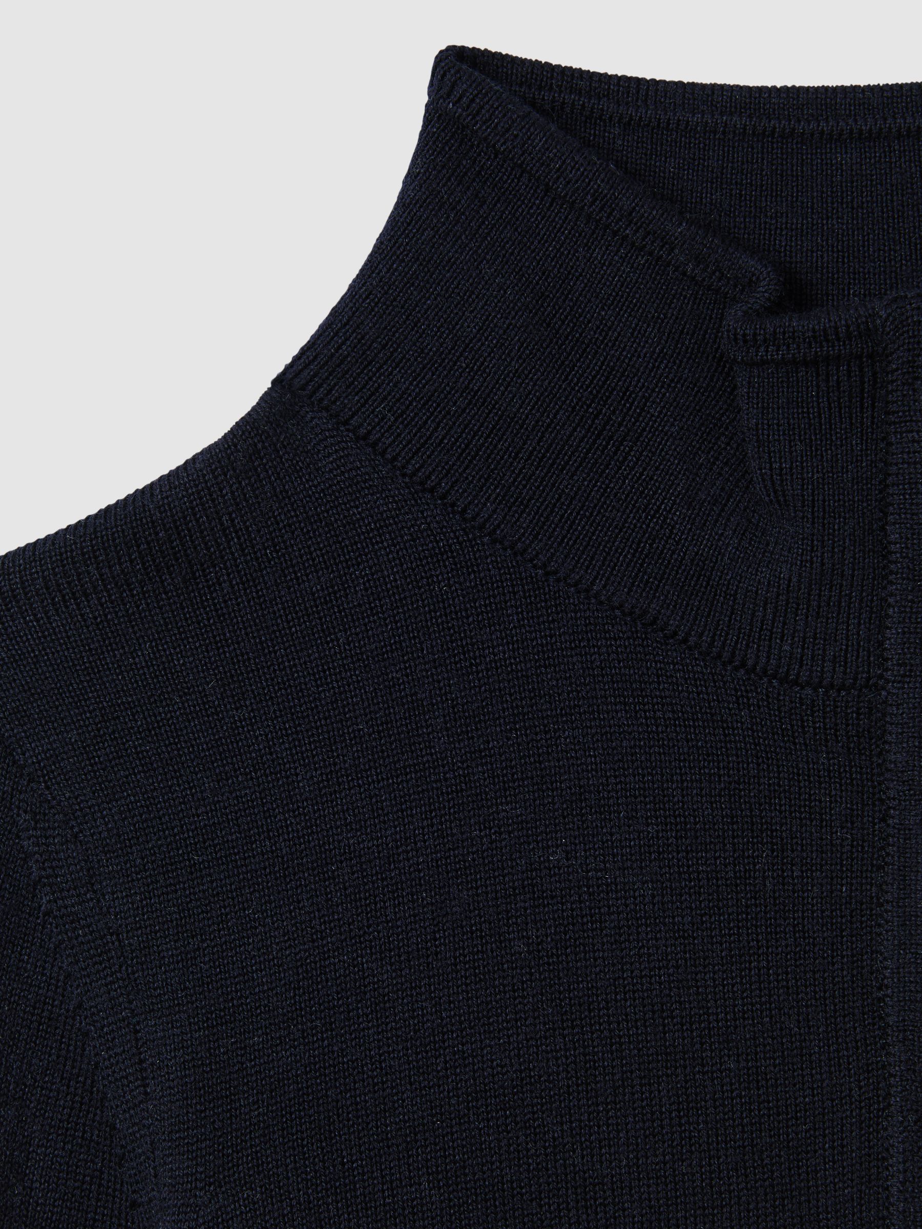 9-13 yrs Wool Half-Zip Funnel Neck Jumper in Navy - Image 4 of 4