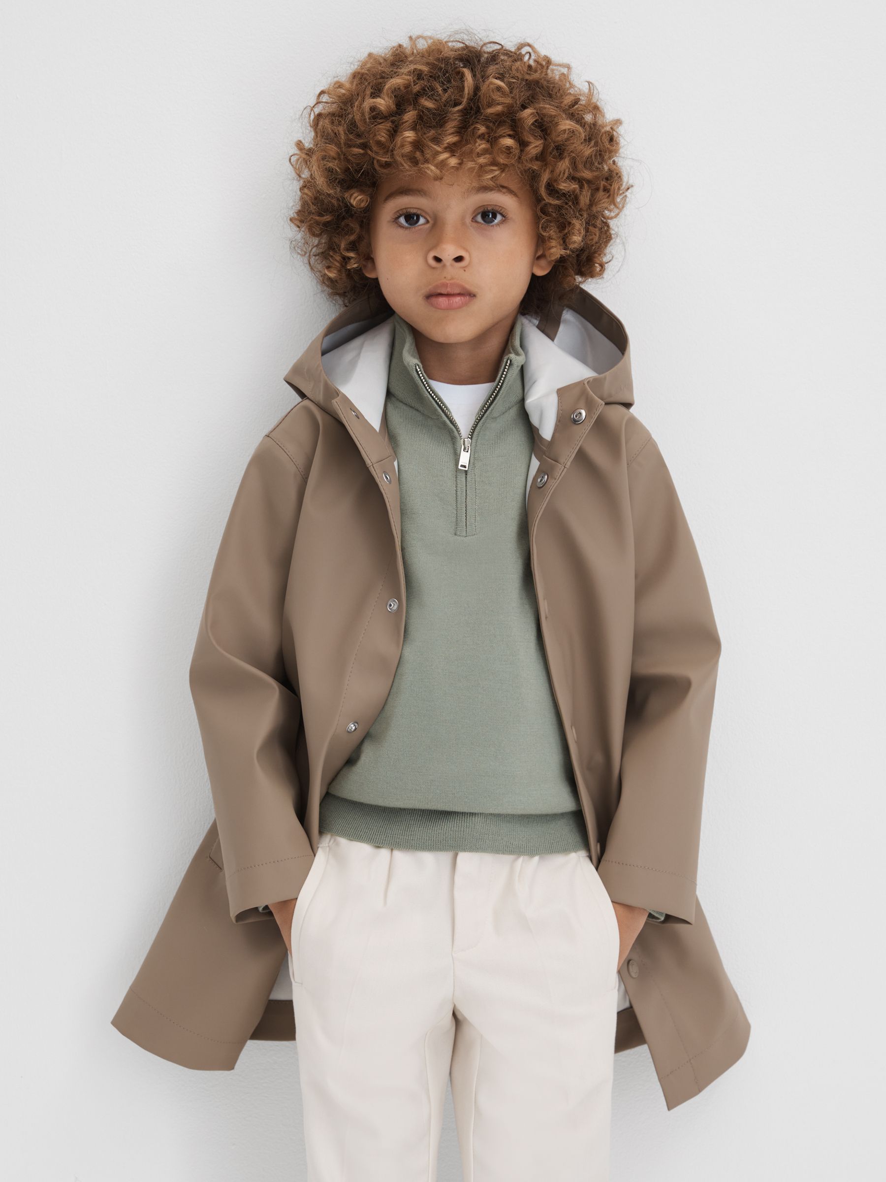 9-13 yrs Wool Half-Zip Funnel Neck Jumper in Pistachio - Image 6 of 6