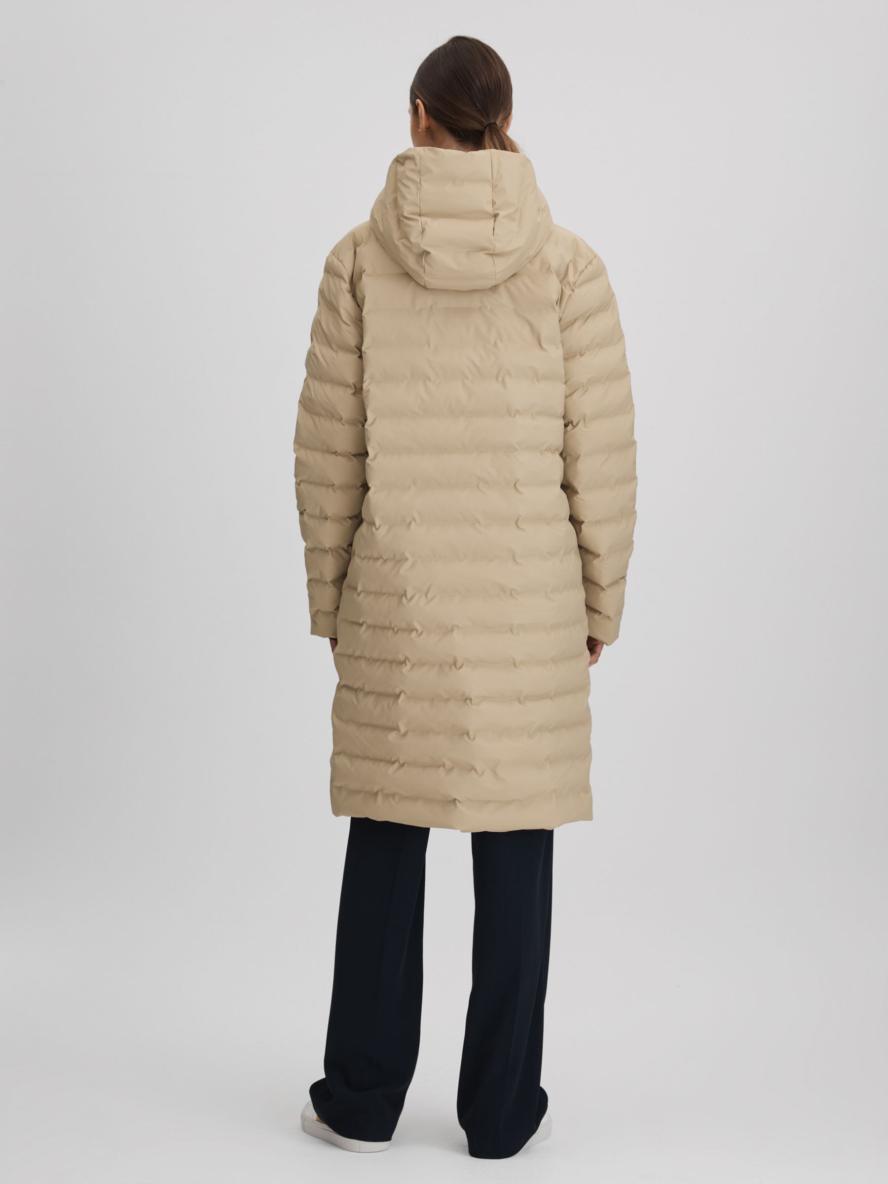 Rains Long Waterproof Puffer Jacket in Sand - image 5