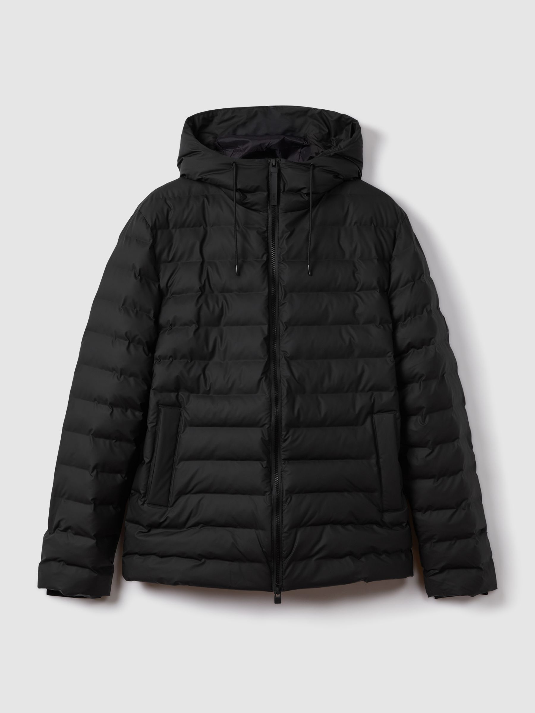 Rains Hooded Puffer Jacket in Black - Image 2 of 10