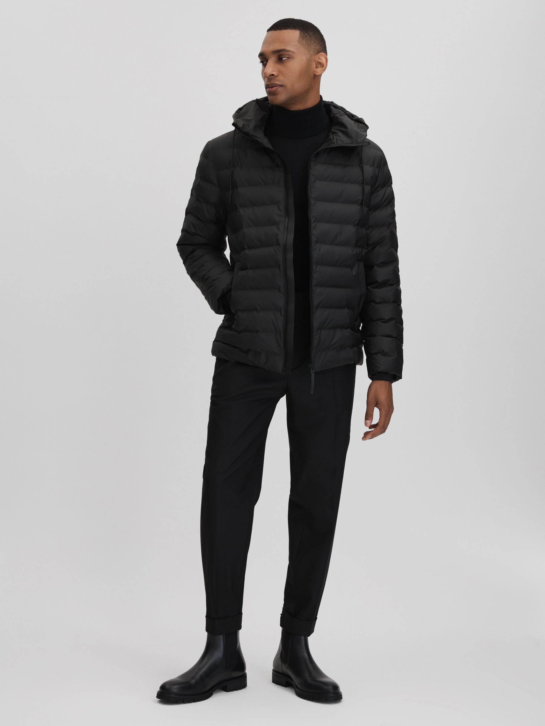 Rains Hooded Puffer Jacket in Black - Image 6 of 10