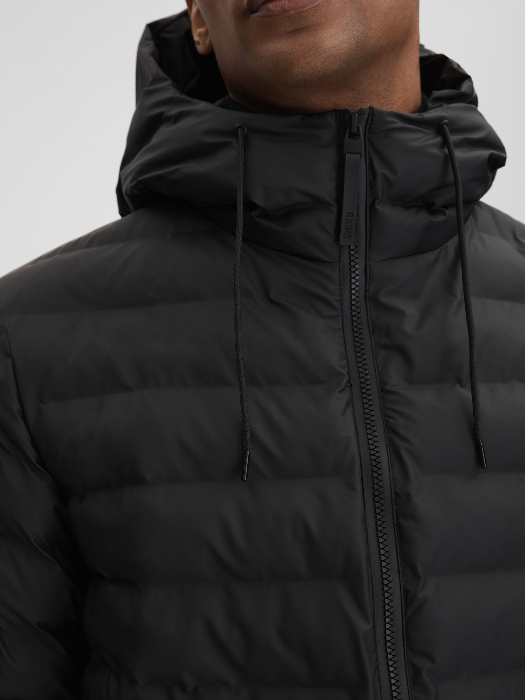Rains Hooded Puffer Jacket in Black - Image 7 of 10