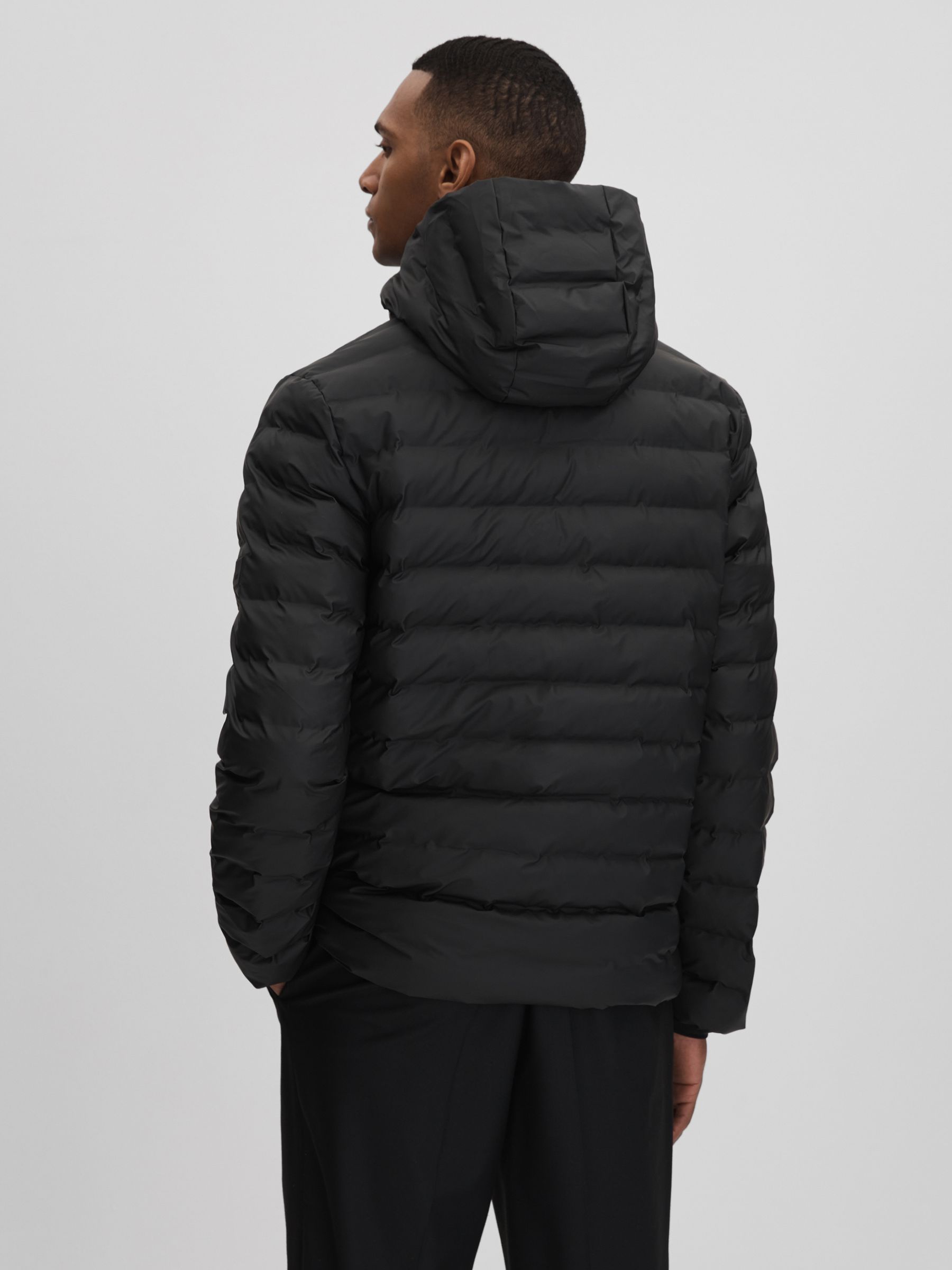 Rains Hooded Puffer Jacket in Black - Image 8 of 10