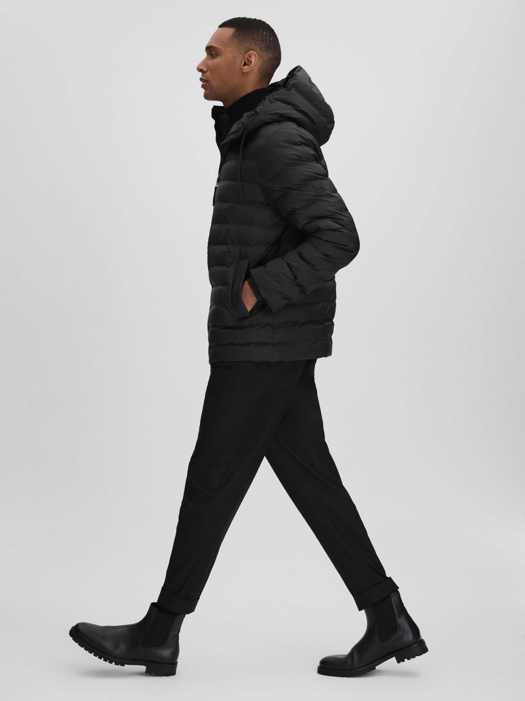 Rains Hooded Puffer Jacket in Black - Image 9 of 10