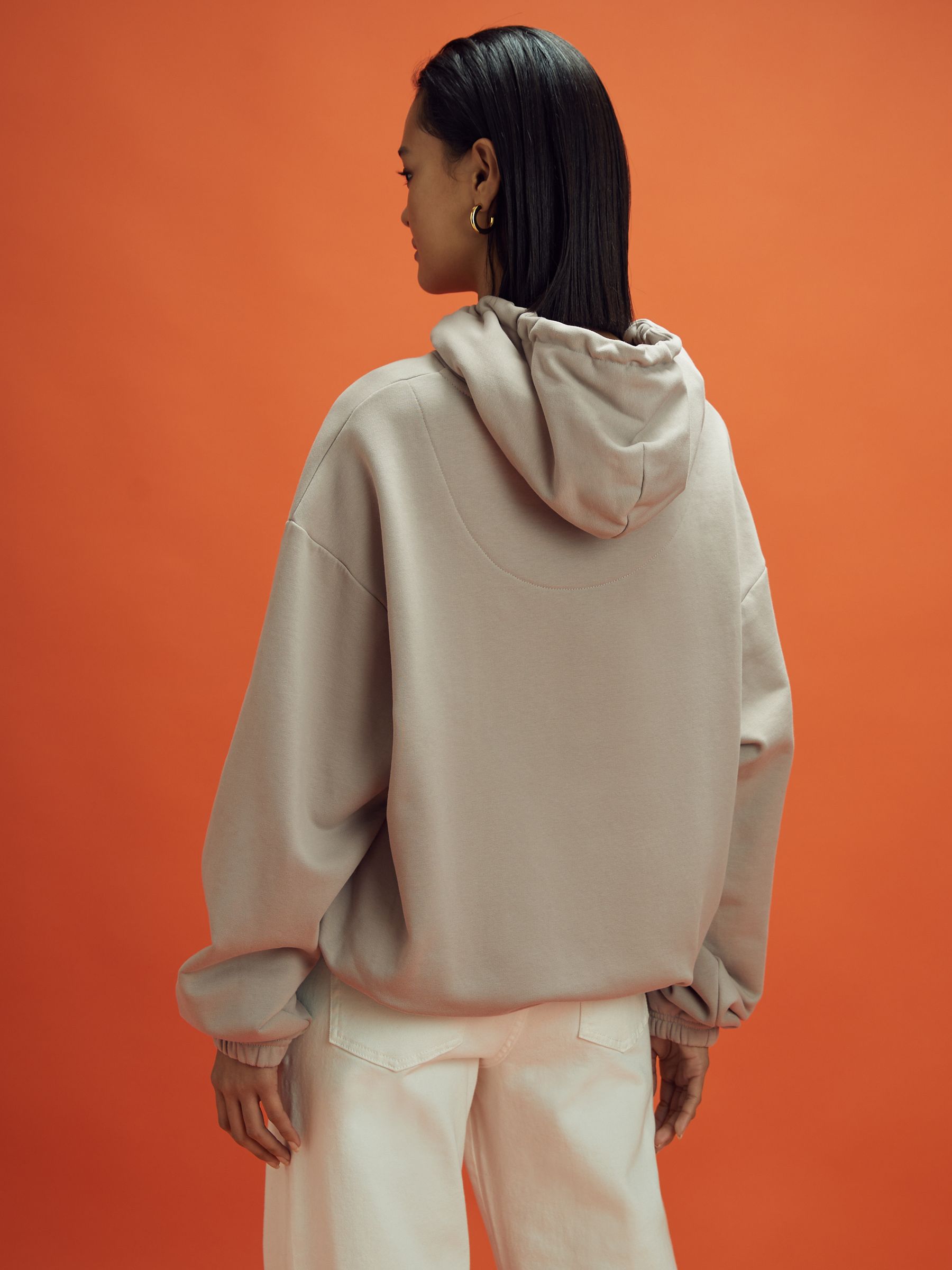 McLaren F1 Leather Patch Drawstring Hoodie in Taupe - Image 9 of 10