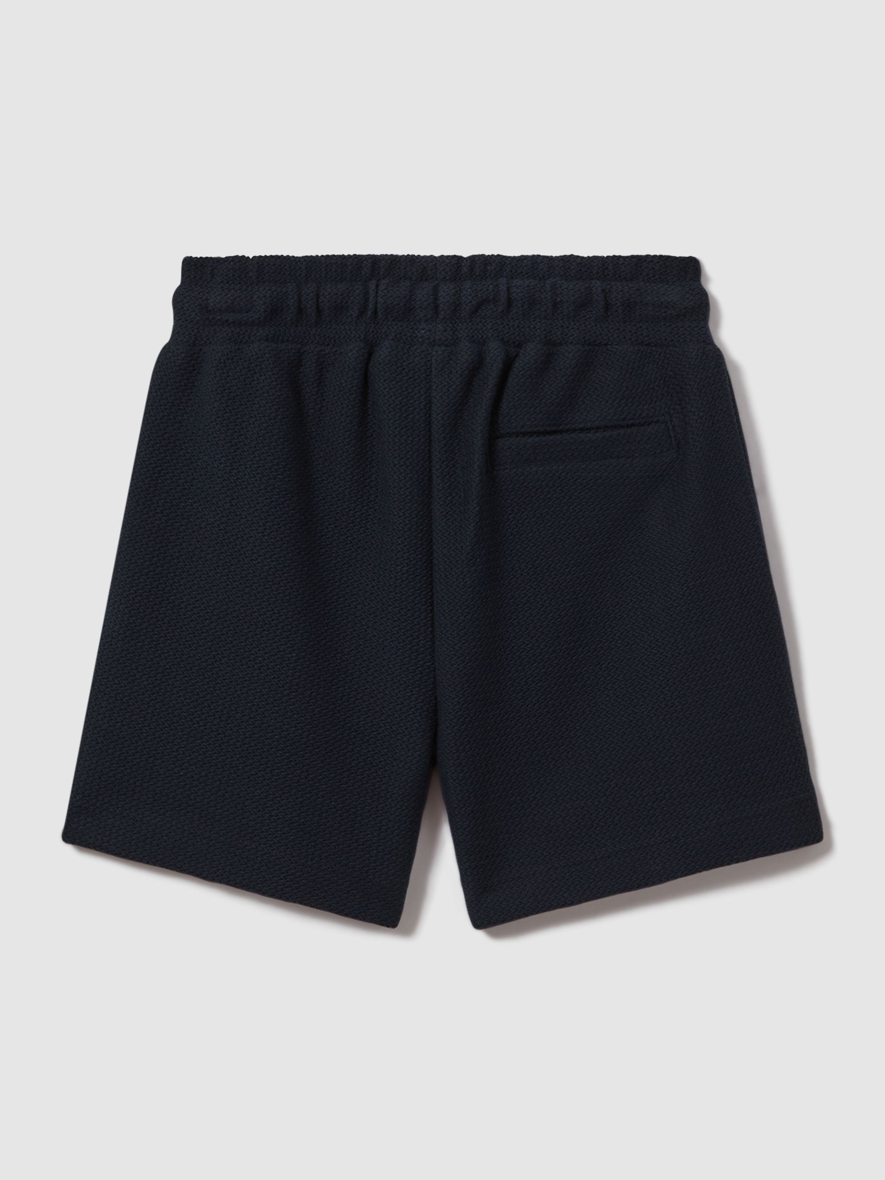 Junior Textured Cotton Drawstring Shorts in Navy - Image 2 of 3