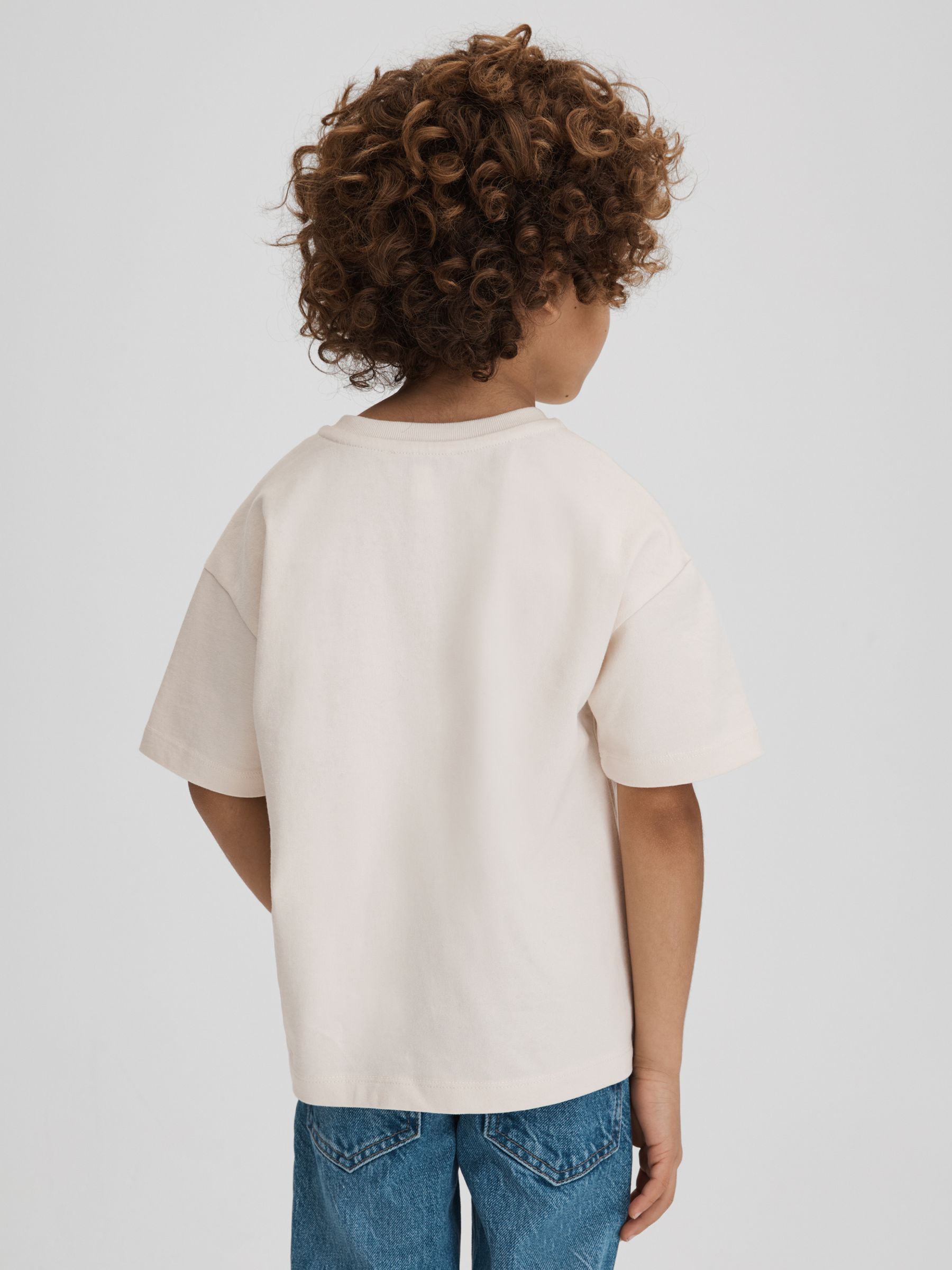 Senior Cotton Crew Neck Motif T-Shirt in Ecru - Image 5 of 6