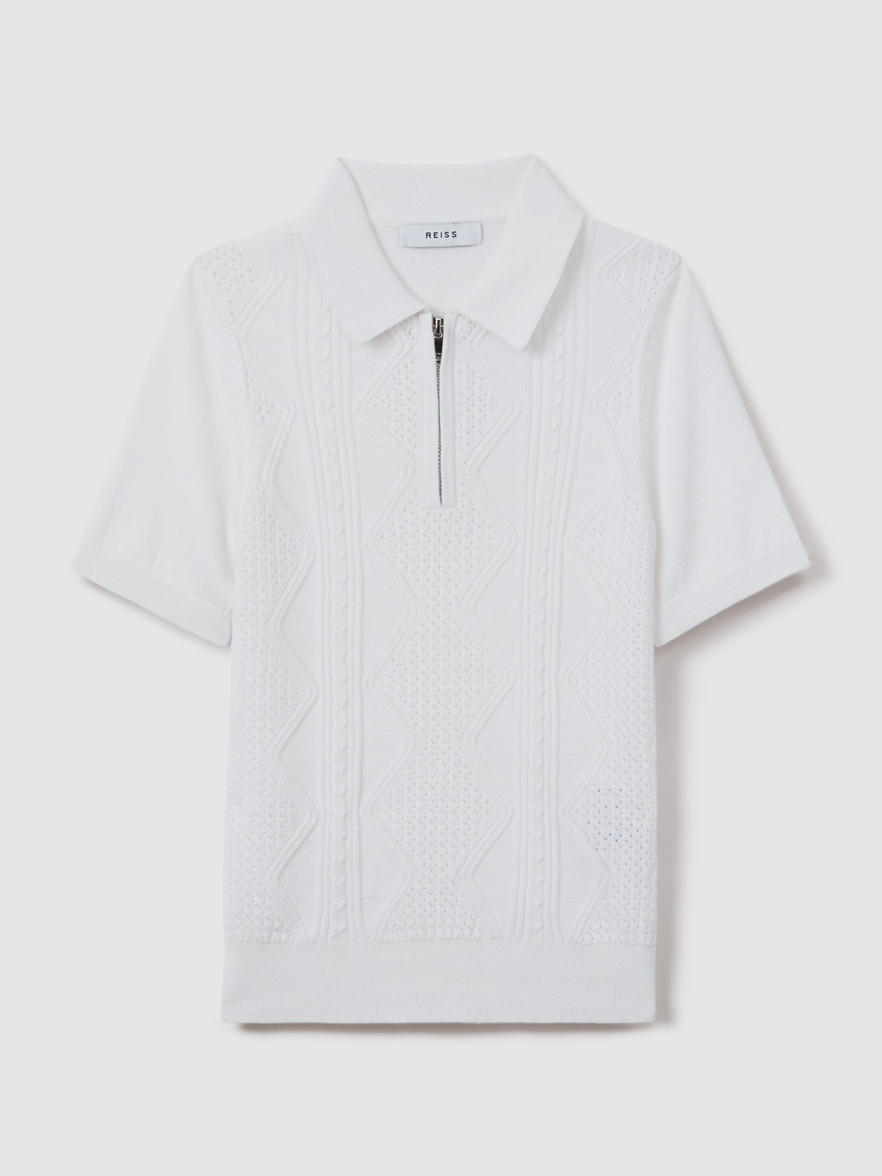 3-9 yrs Cotton Half-Zip Polo Shirt in White - Image 1 of 5