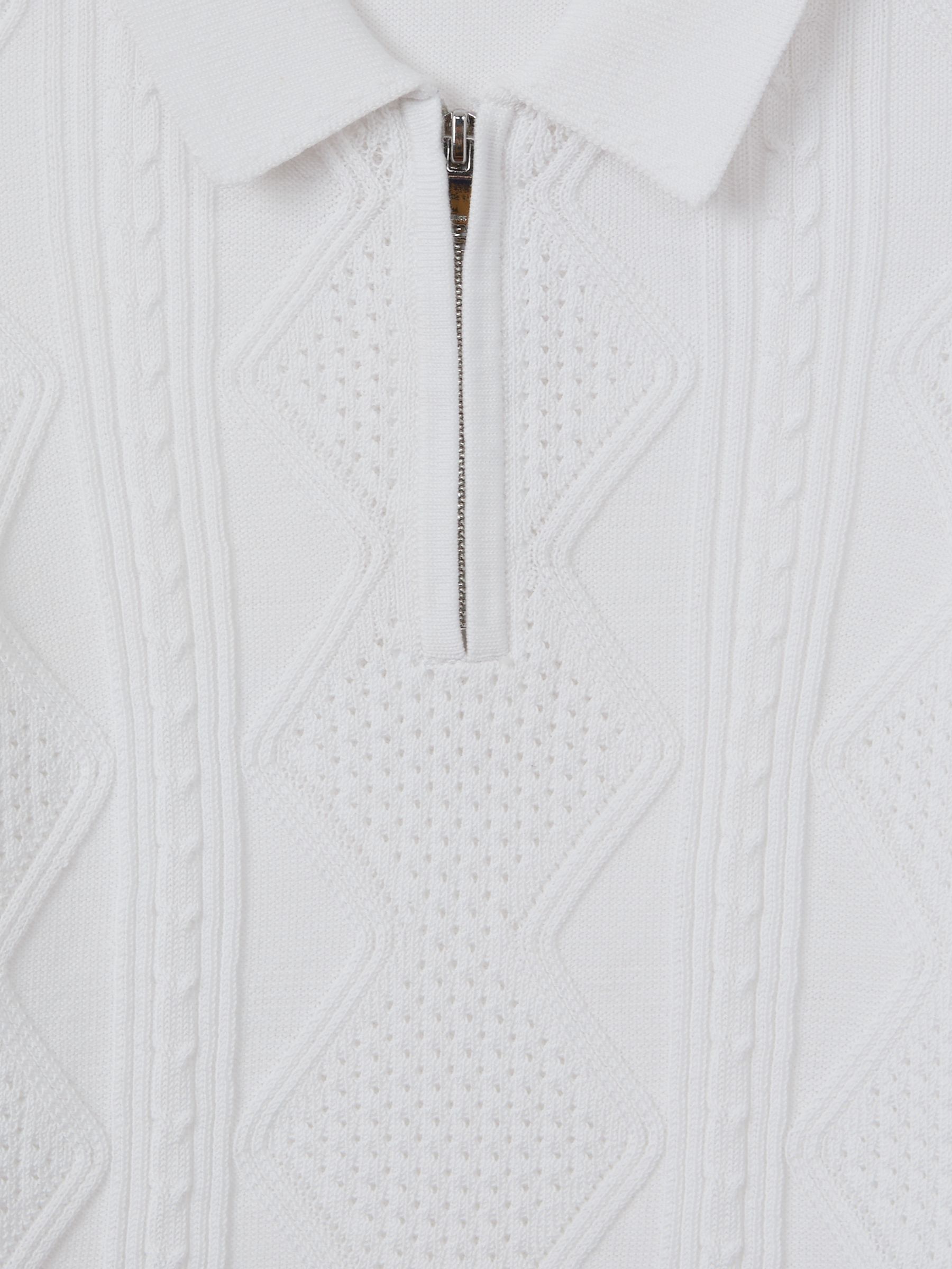 3-9 yrs Cotton Half-Zip Polo Shirt in White - Image 5 of 5