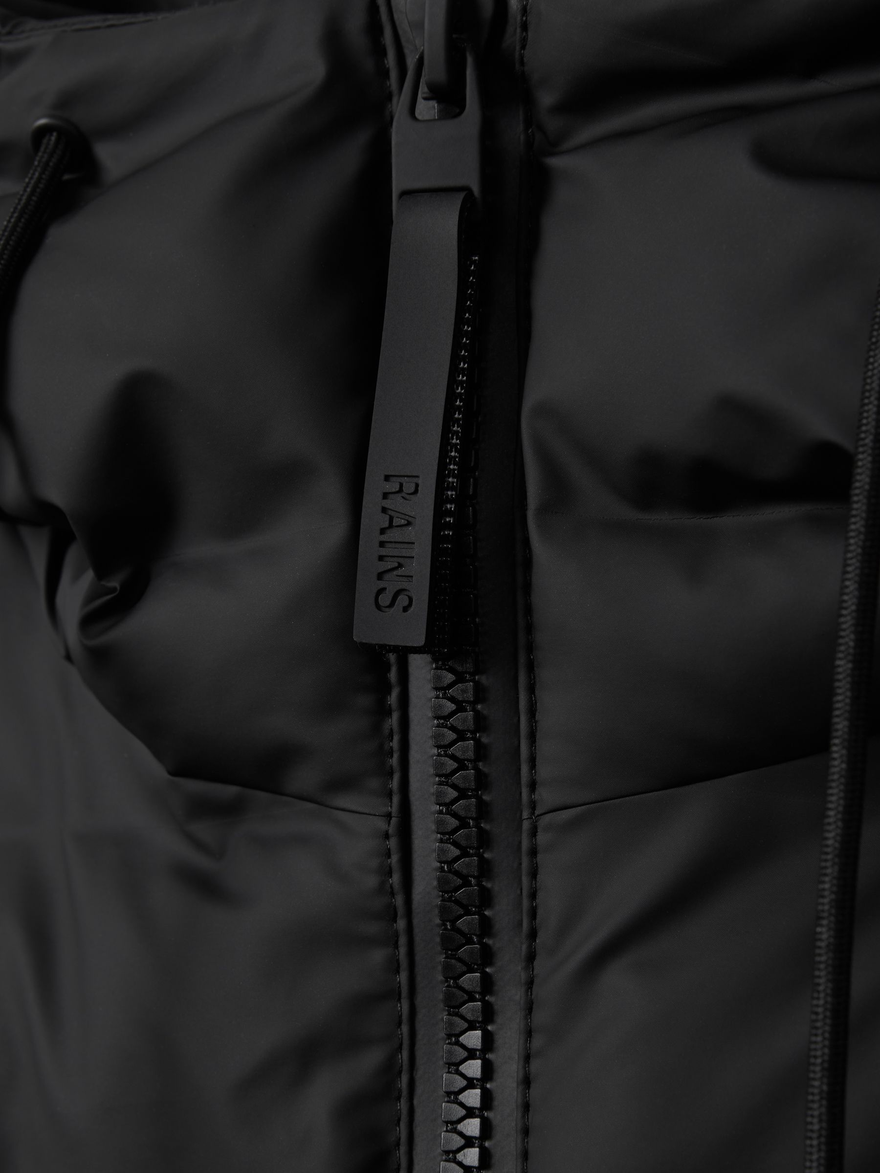 Rains Long Waterproof Puffer Jacket in Black - Image 6 of 6